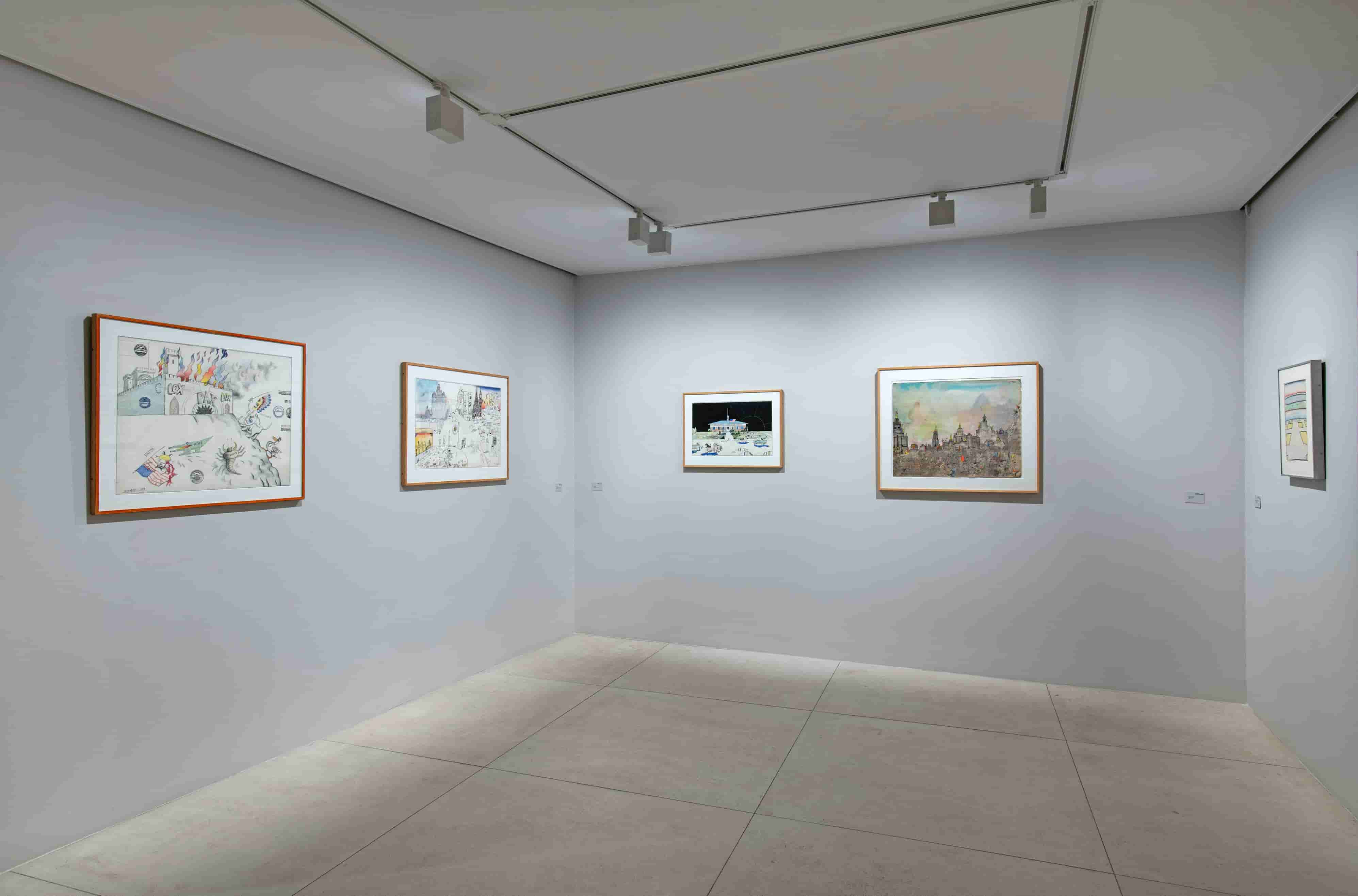 Vue d'exposition, Saul Steinberg Courtesy Galerie Claude Bernard. 

