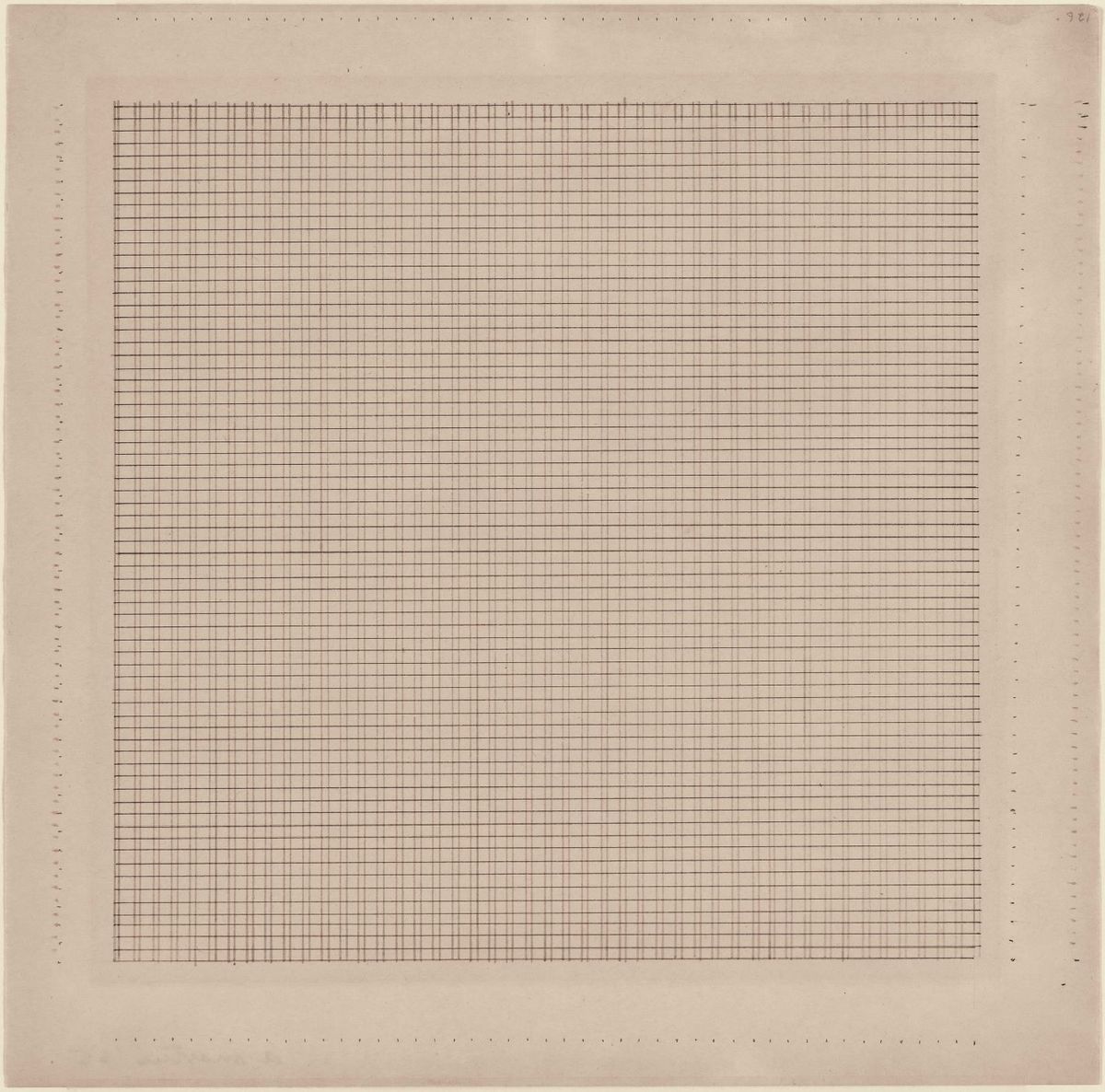 Agnes Martin, Sans titre n°13, 1965, encre sur papier, Centre Pompidou, Musée national d’art moderne, Paris, don anonyme par l’intermédiaire de la Société des Amis du Musée national d’art moderne, 1987. © Agnes Martin Foundation, New York / ADAGP, Paris, 2021