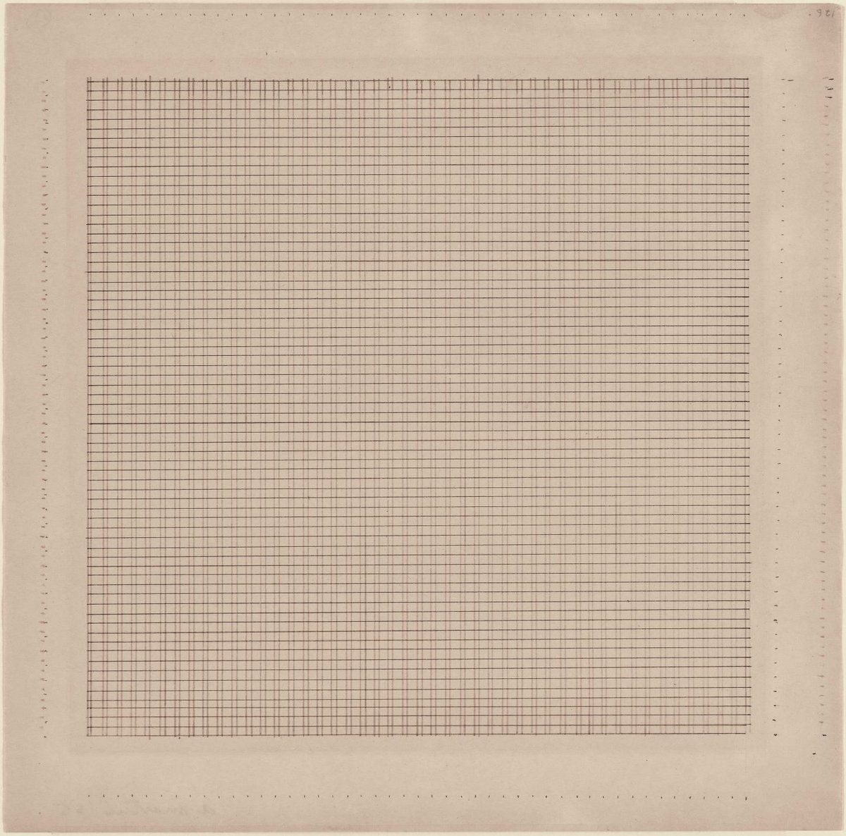 Agnes Martin, Sans titre n°13, 1965, encre sur papier, Centre Pompidou, Musée national d’art moderne, Paris, don anonyme par l’intermédiaire de la Société des Amis du Musée national d’art moderne, 1987. © Agnes Martin Foundation, New York / ADAGP, Paris, 2021