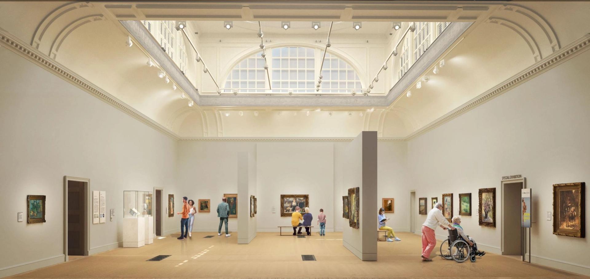 Vue de synthèse de la Great Room réaménagée de la Courtauld Gallery à Londres. © Nissen Richards Studio