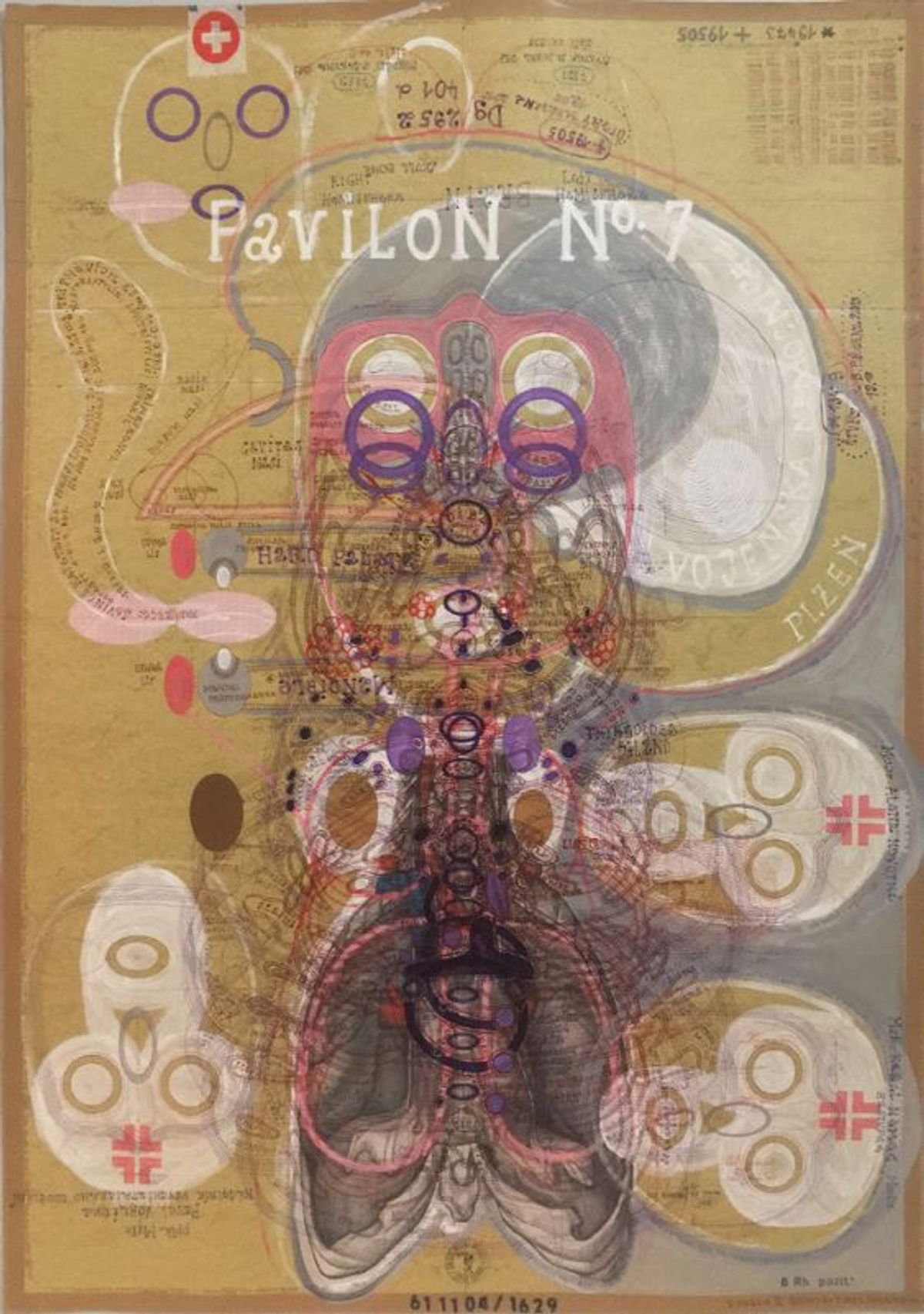 Luboš Plný, Pavillon no 7, 2016, technique mixte sur papier. © Piasa