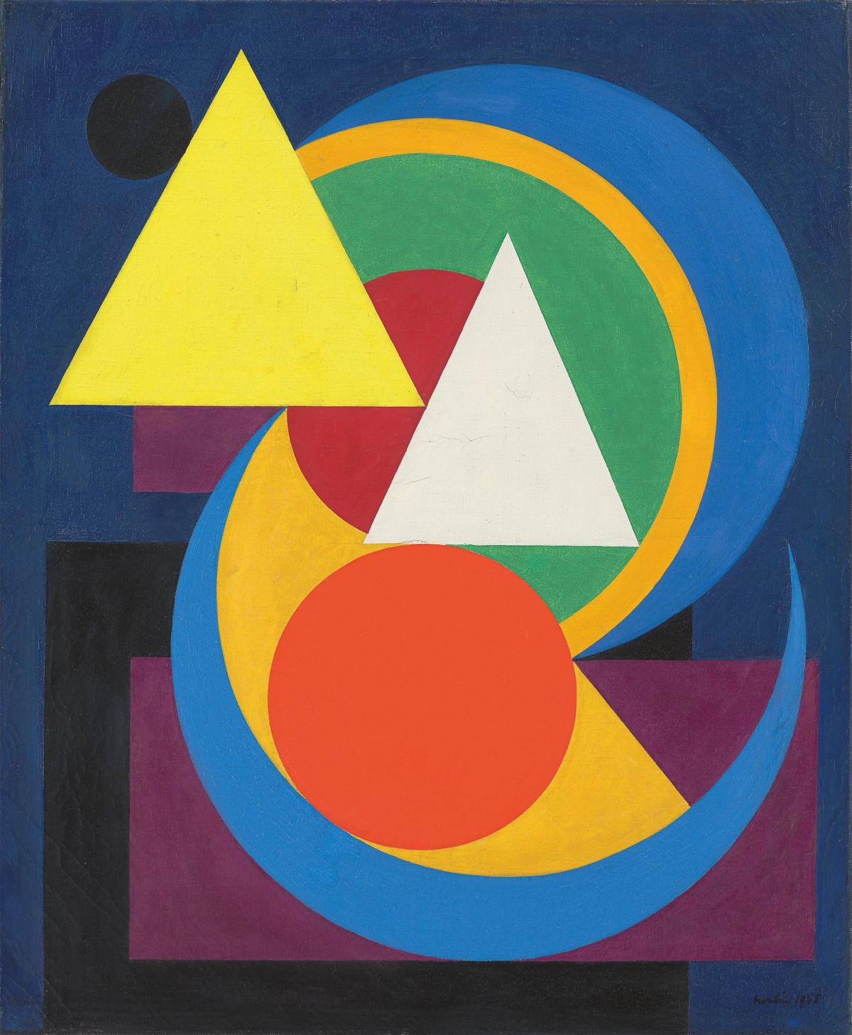 Auguste Herbin, Lune, 1945, huile sur toile. Courtesy de la galerie Lahumière