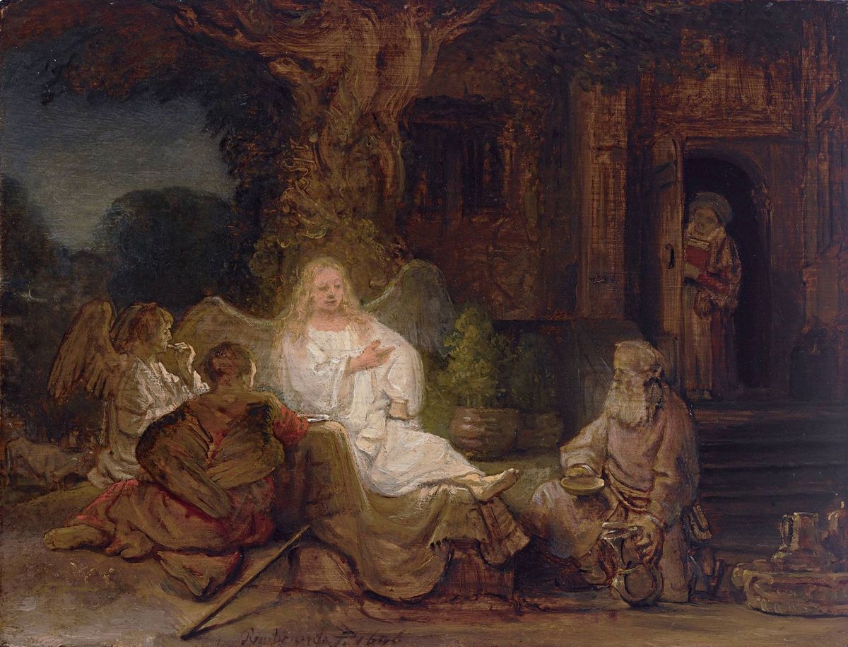 Rembrandt van Rijn, Abraham et les trois anges, 1646, huile sur panneau. Courtesy Sotheby’s, D.R.