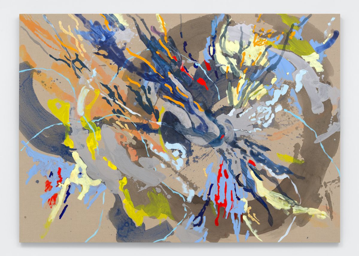 Jessica Rankin, Given The Hands (FO’H), 2022, acrylique et fil à broder sur linoléum. © Jessica Rankin. Photo White Cube (Dan Bradica)