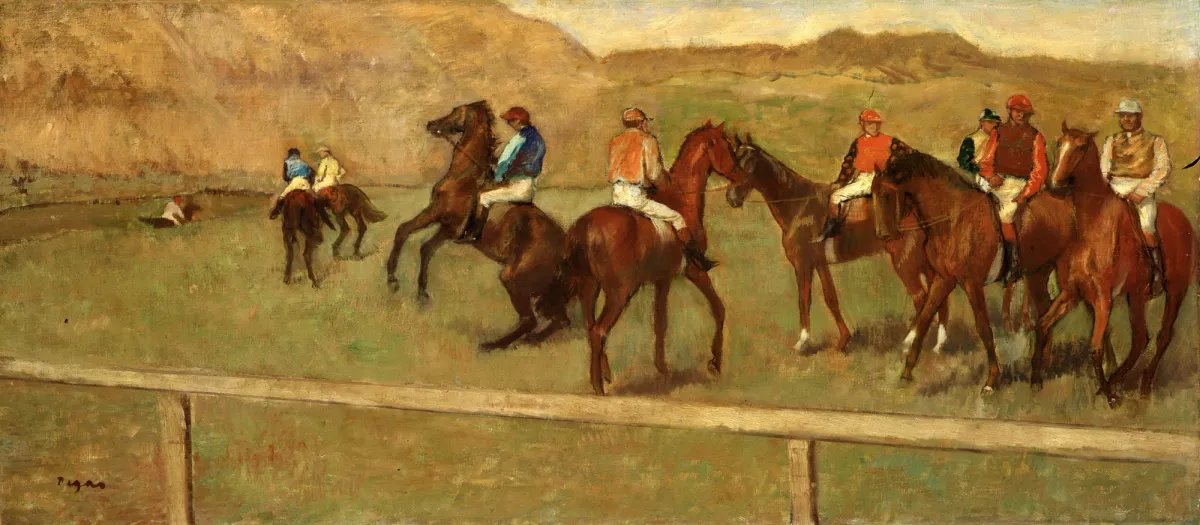 Edgar Degas, Avant le départ (1878-1880). Le tableau fait partie de la collection controversée d'Emil Bührle, prêtée en permanence au Kunsthaus de Zürich. Il appartenait auparavant à Paul Rosenberg.