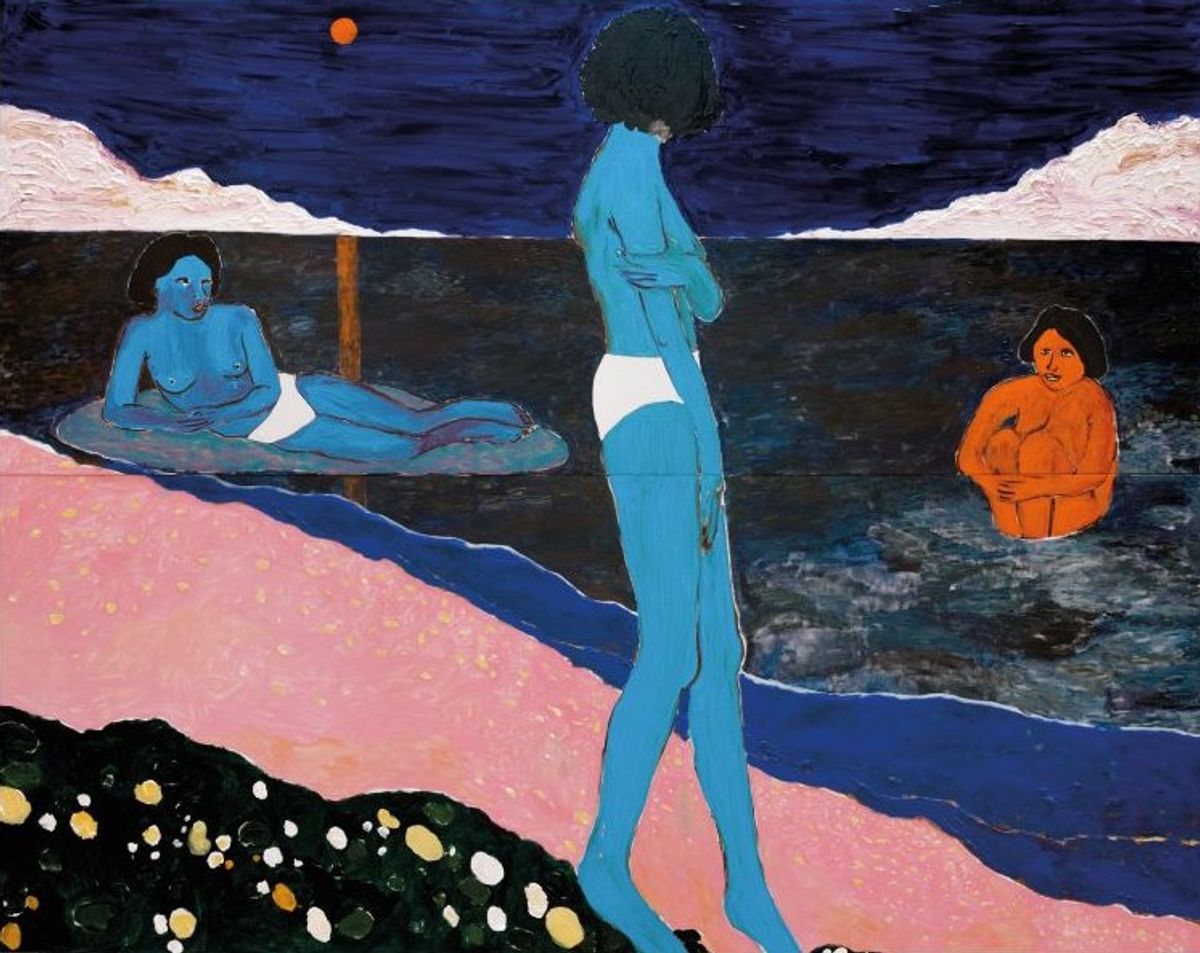 Gideon Appah, The Woman Bathing, 2021, huile et acrylique sur toile. © Gideon Appah. Courtesy de la Pinault Collection et de Venus Over Manhattan. Photo Zachary Fischman