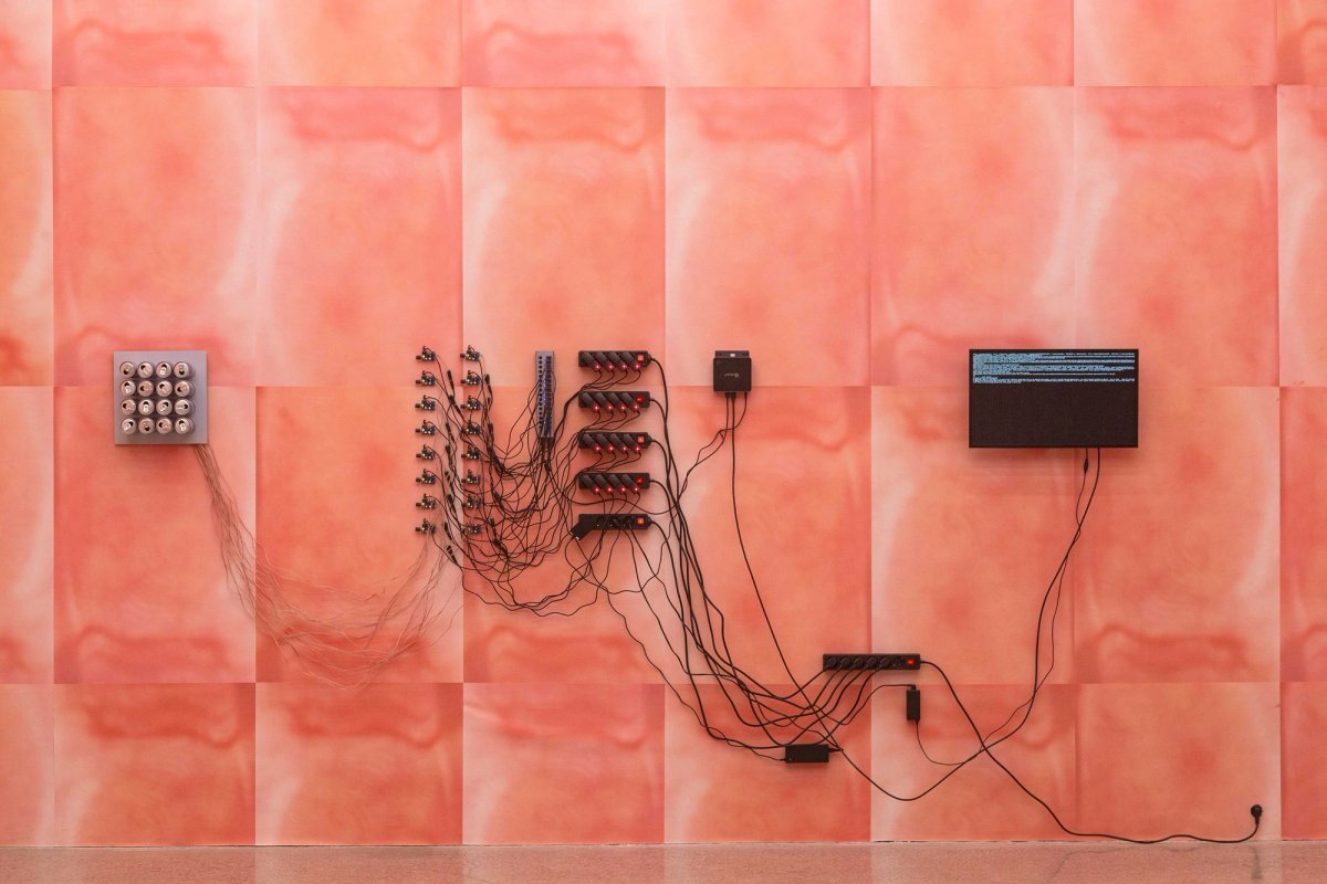 Tromarama, Debit, 2022, canette de boisson énergétique, mini haut-parleur, mini PC, moniteur et logiciel personnalisé.
© Document