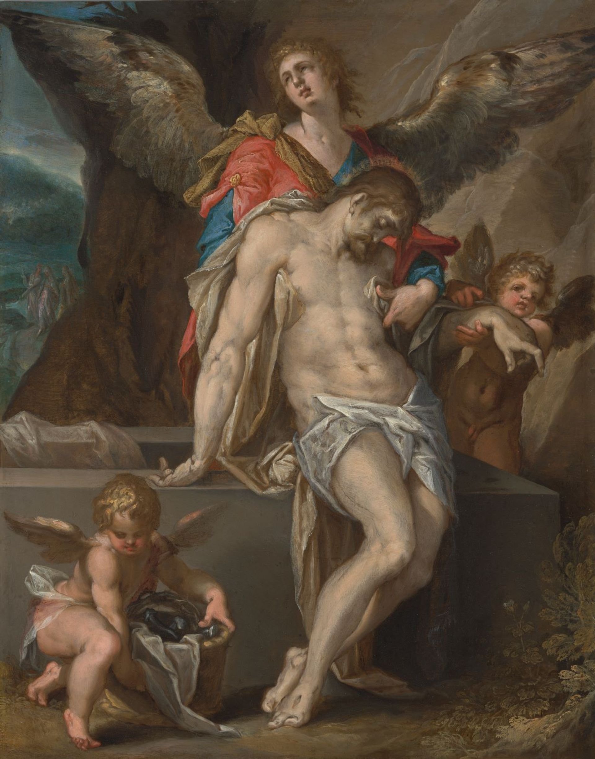 Bartholomeus Spranger, Le corps du Christ soutenu par les anges, vers 1587, huile sur cuivre, 33,7 x 26,6 cm, Don de B.P. Haboldt, en mémoire des victimes de Covid-19. © Rijksmuseum