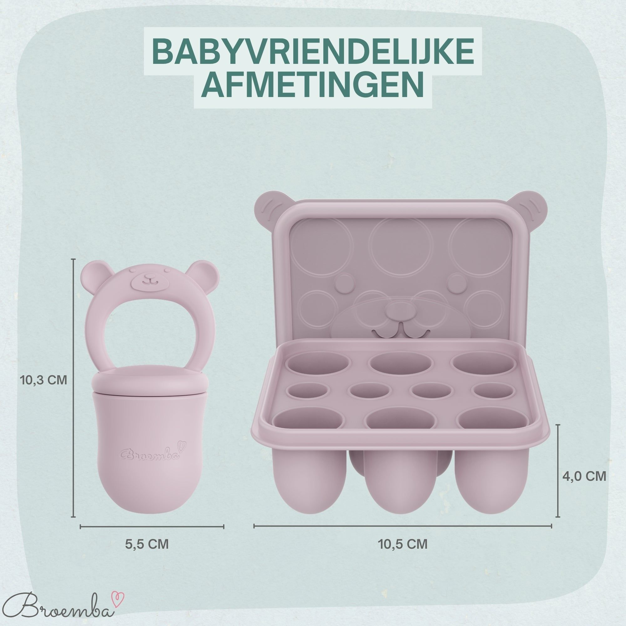 Baby Fruitspeen + 3 spenen + IJsblokjesvorm Roze - afbeelding 7