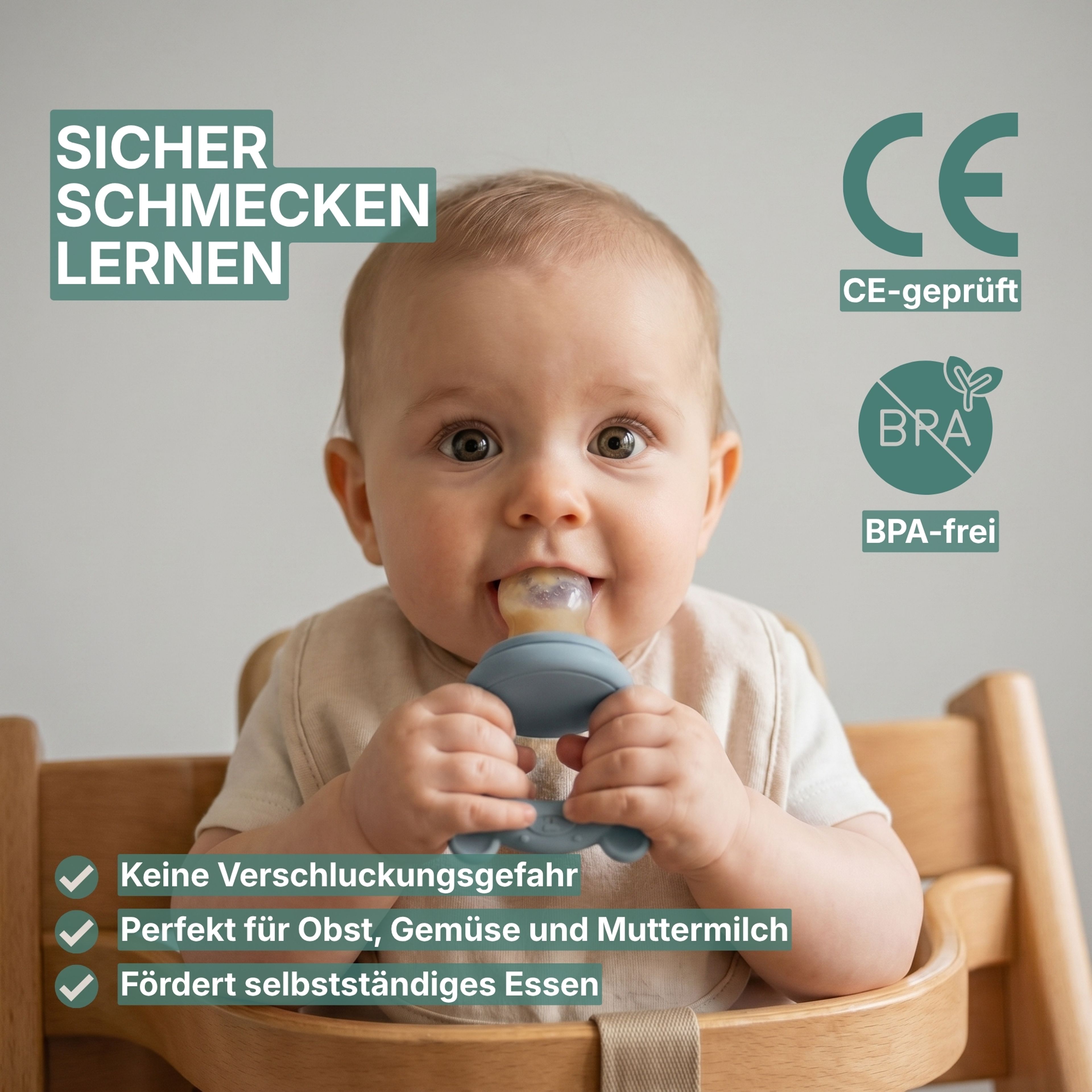 Baby Fruchtsauger + 3 Sauger + Eiswürfelform Blau