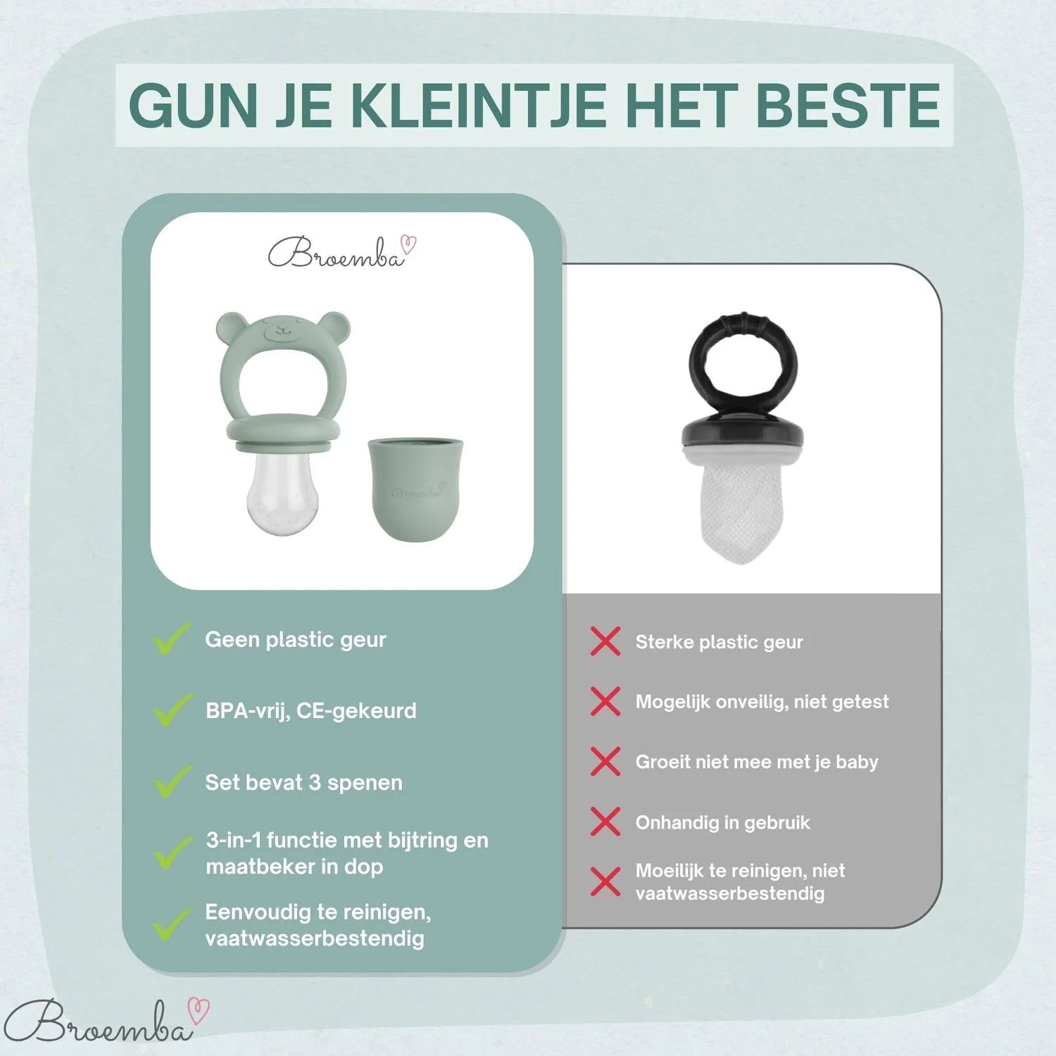 Broemba baby fruitspeen met 3 spenen in groen