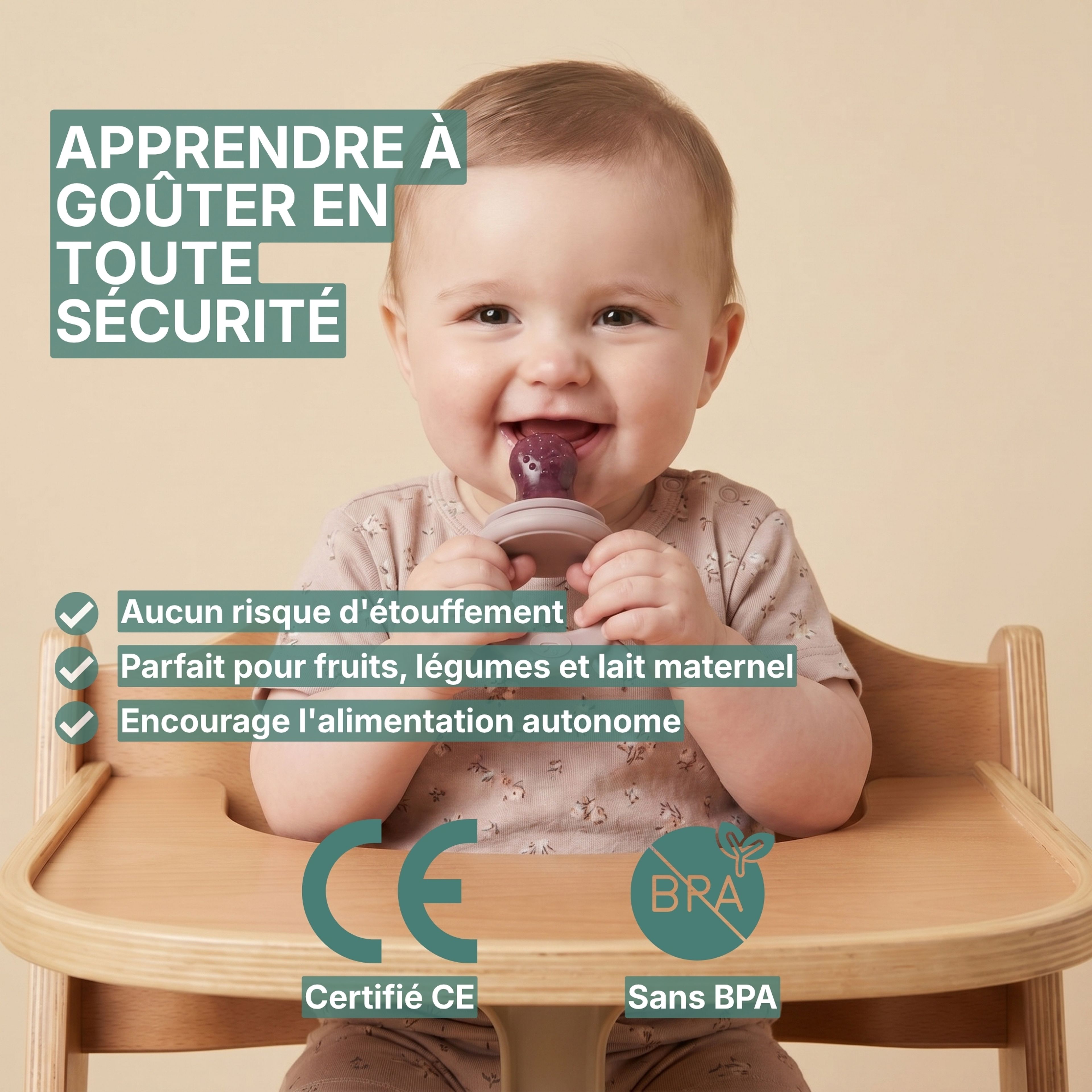 Tétine à fruits bébé + 3 tétines + bac à glaçons rose