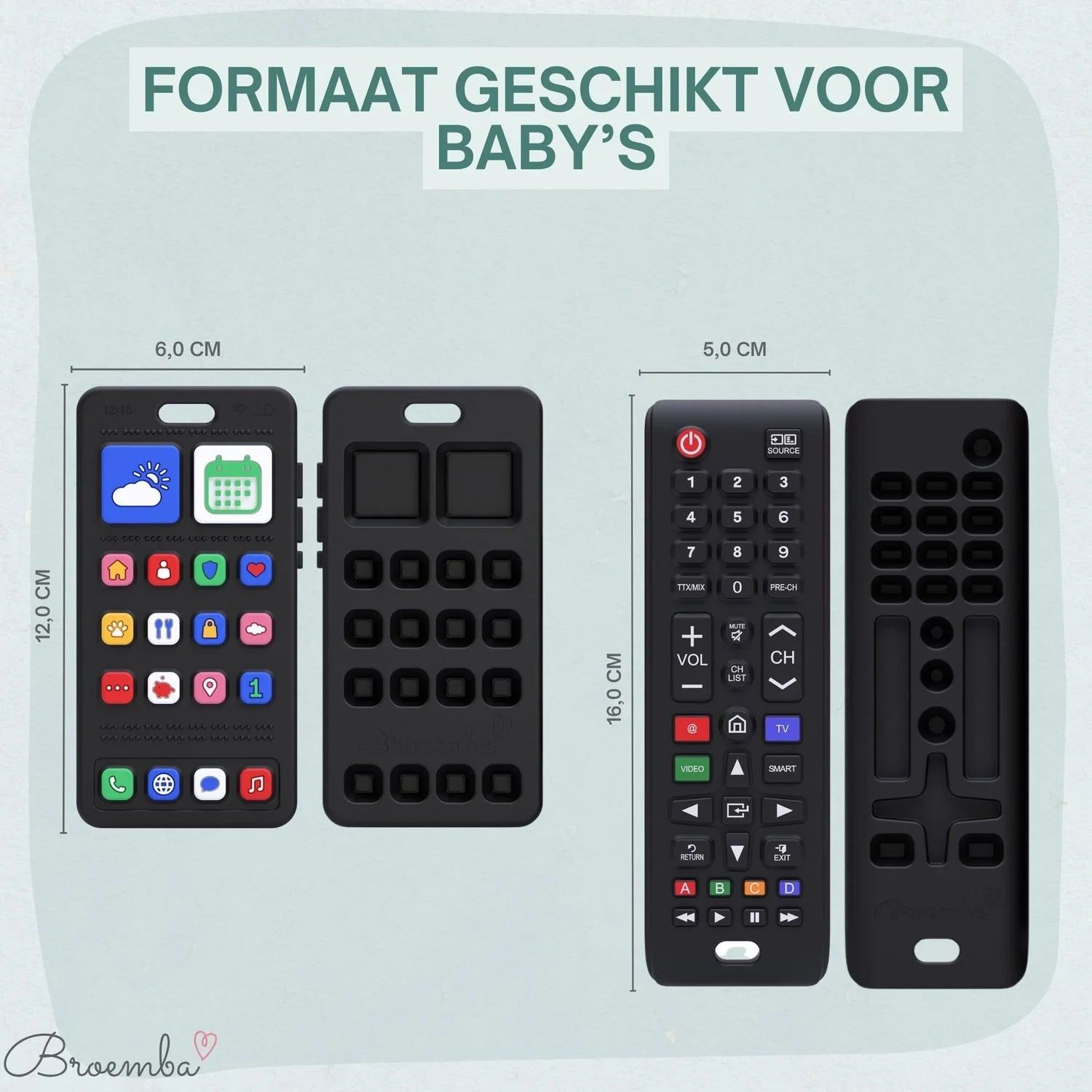 Broemba baby afstandsbediening en telefoon Bari in zwart