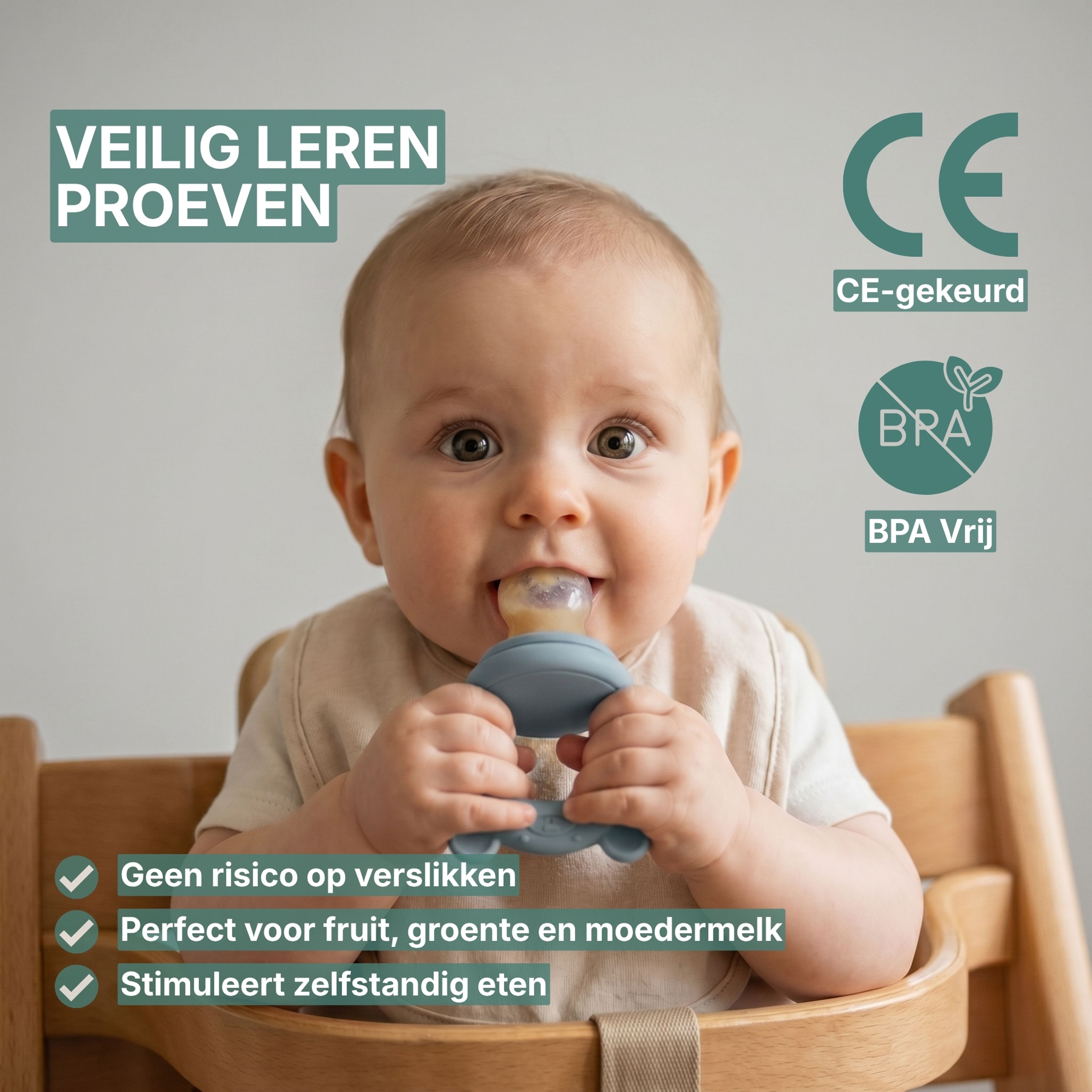 Baby Fruitspeen + 3 spenen + IJsblokjesvorm Blauw