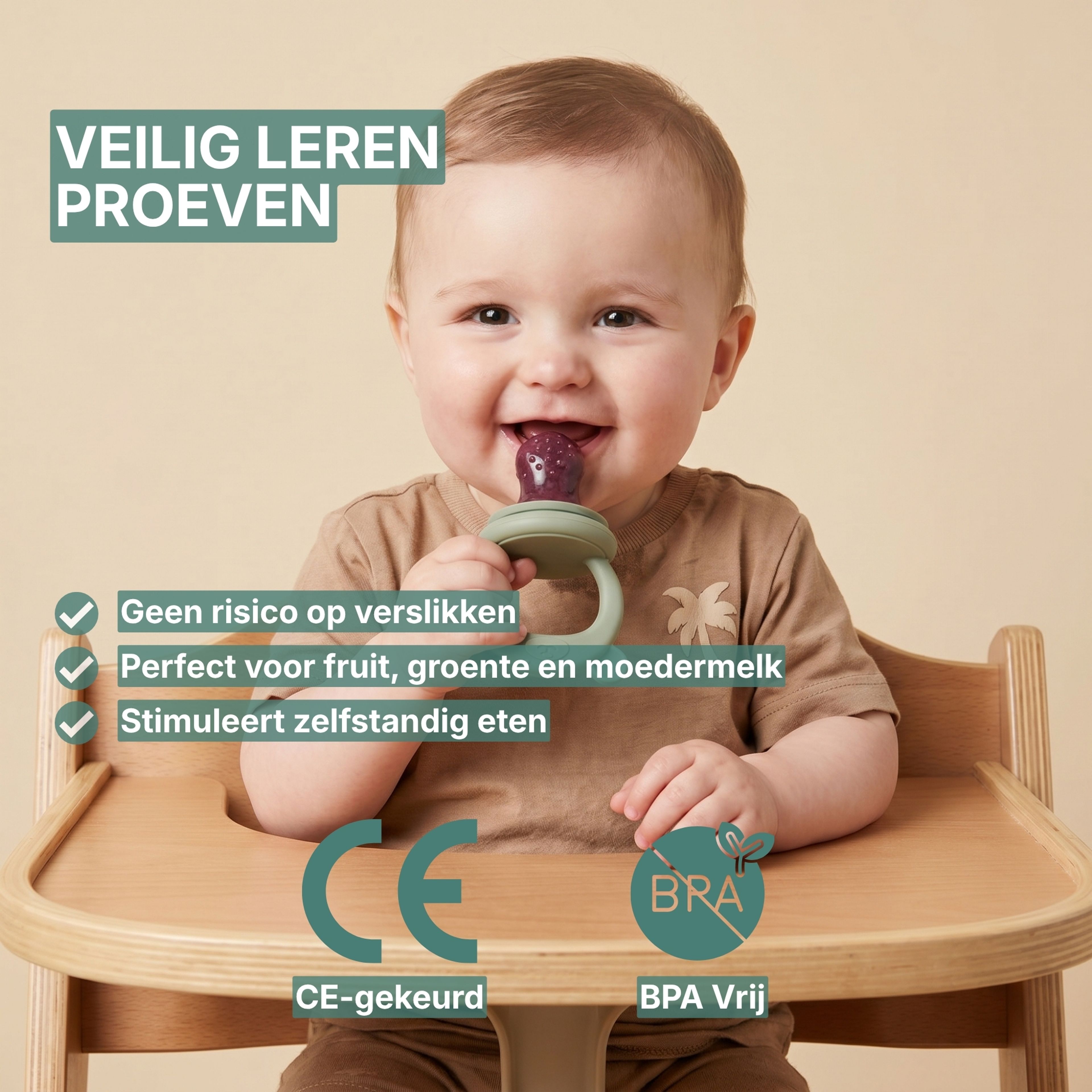 Baby Fruitspeen + 3 spenen + IJsblokjesvorm Groen