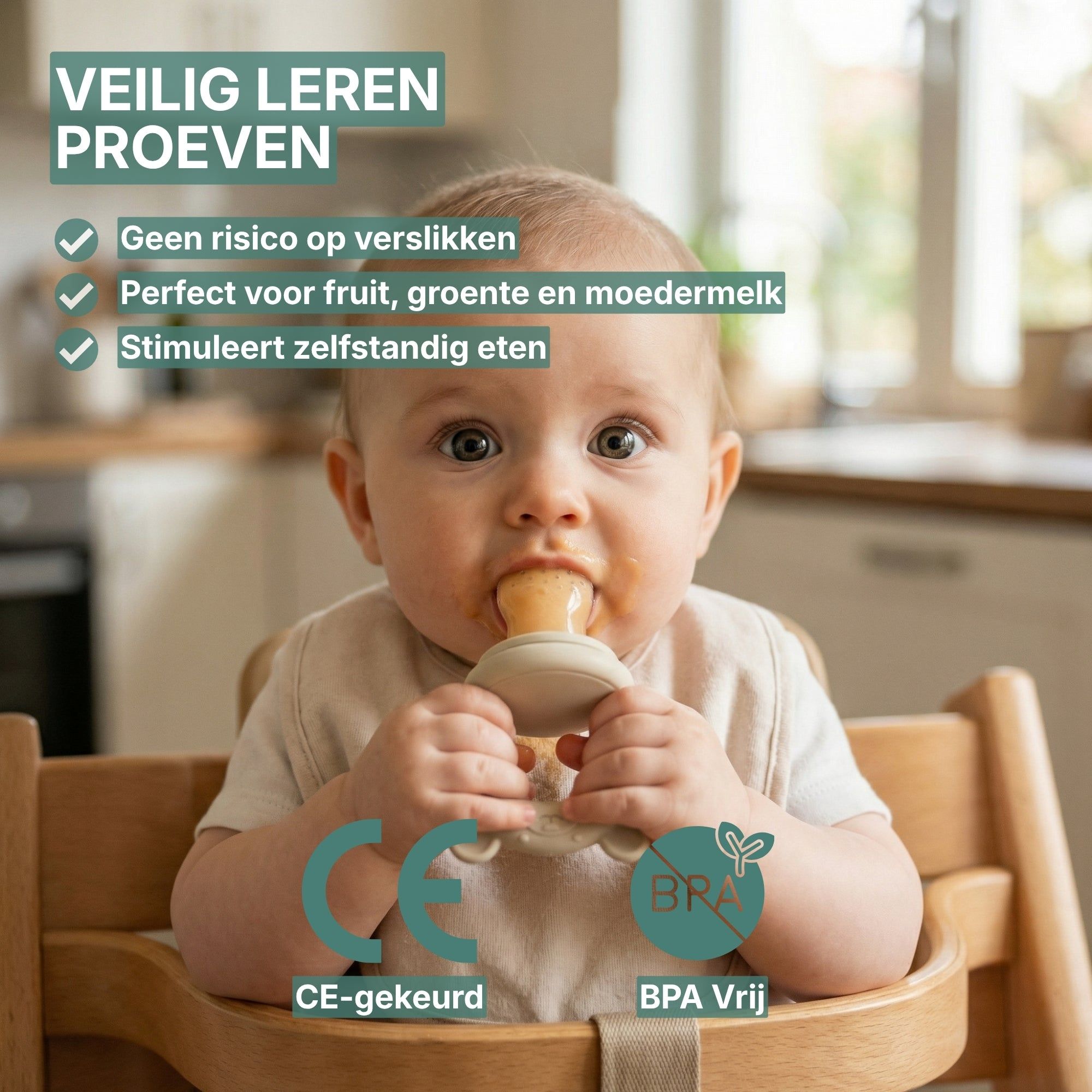 Baby Fruitspeen + 3 spenen Beige - afbeelding 2