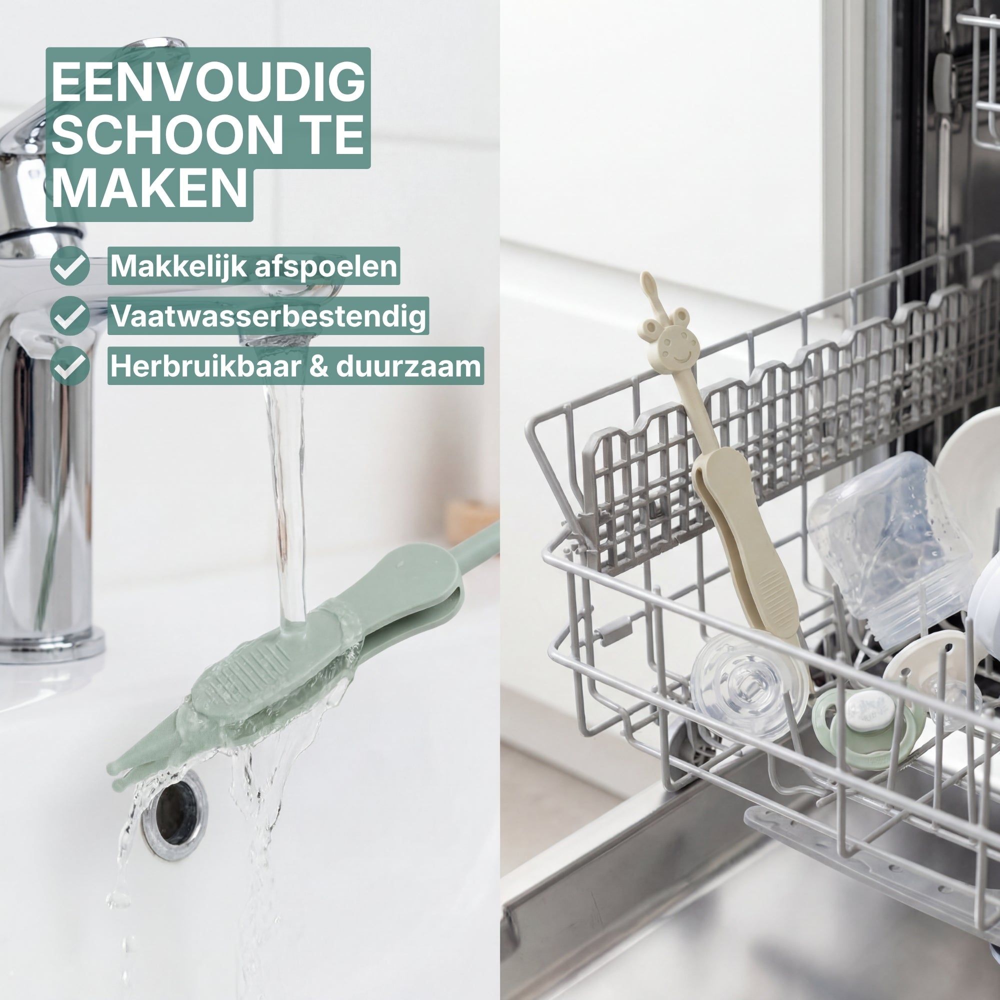 Baby Neusreiniger + Oorreiniger Groen / Beige - afbeelding 6