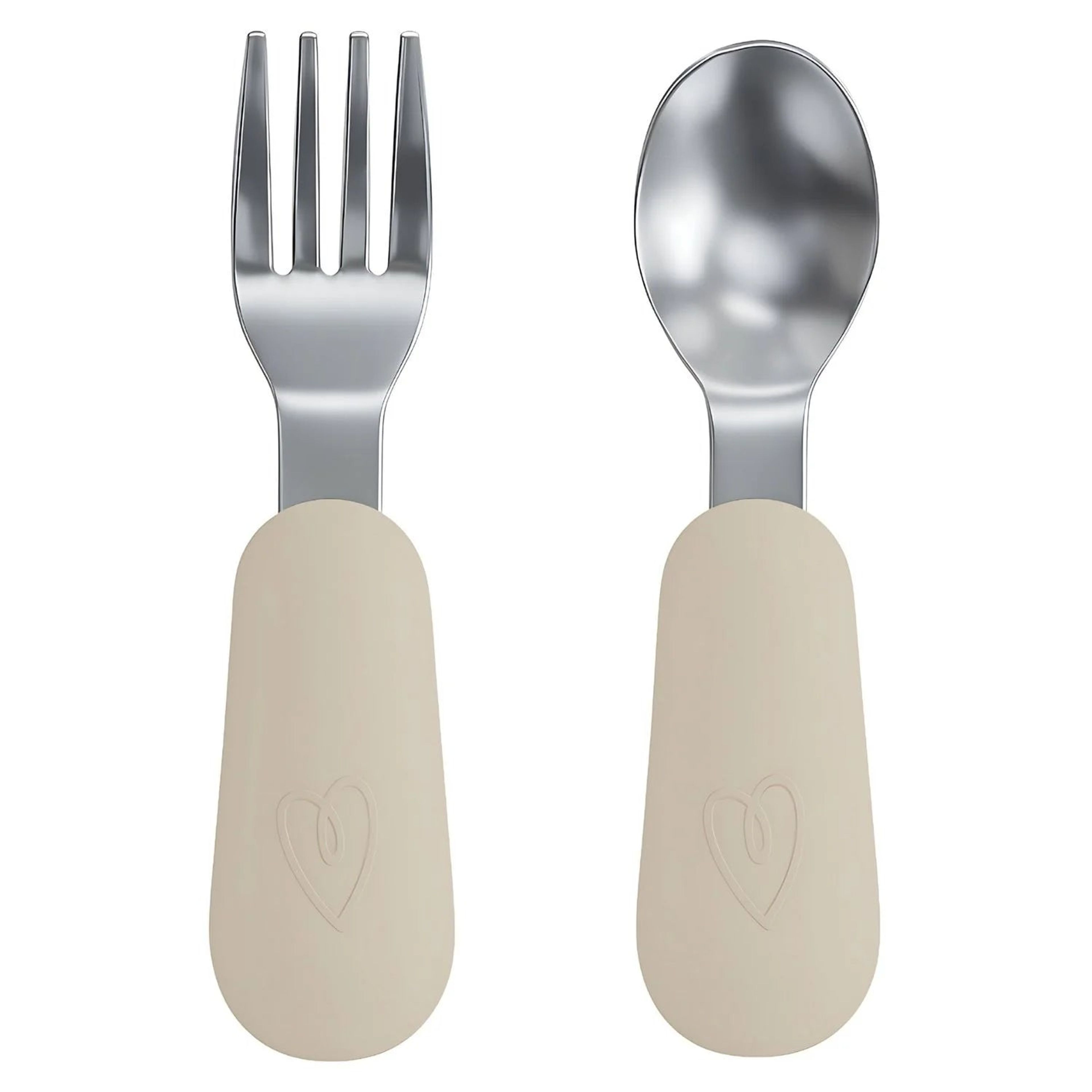 Broemba cuillère et fourchette bébé en inox beige