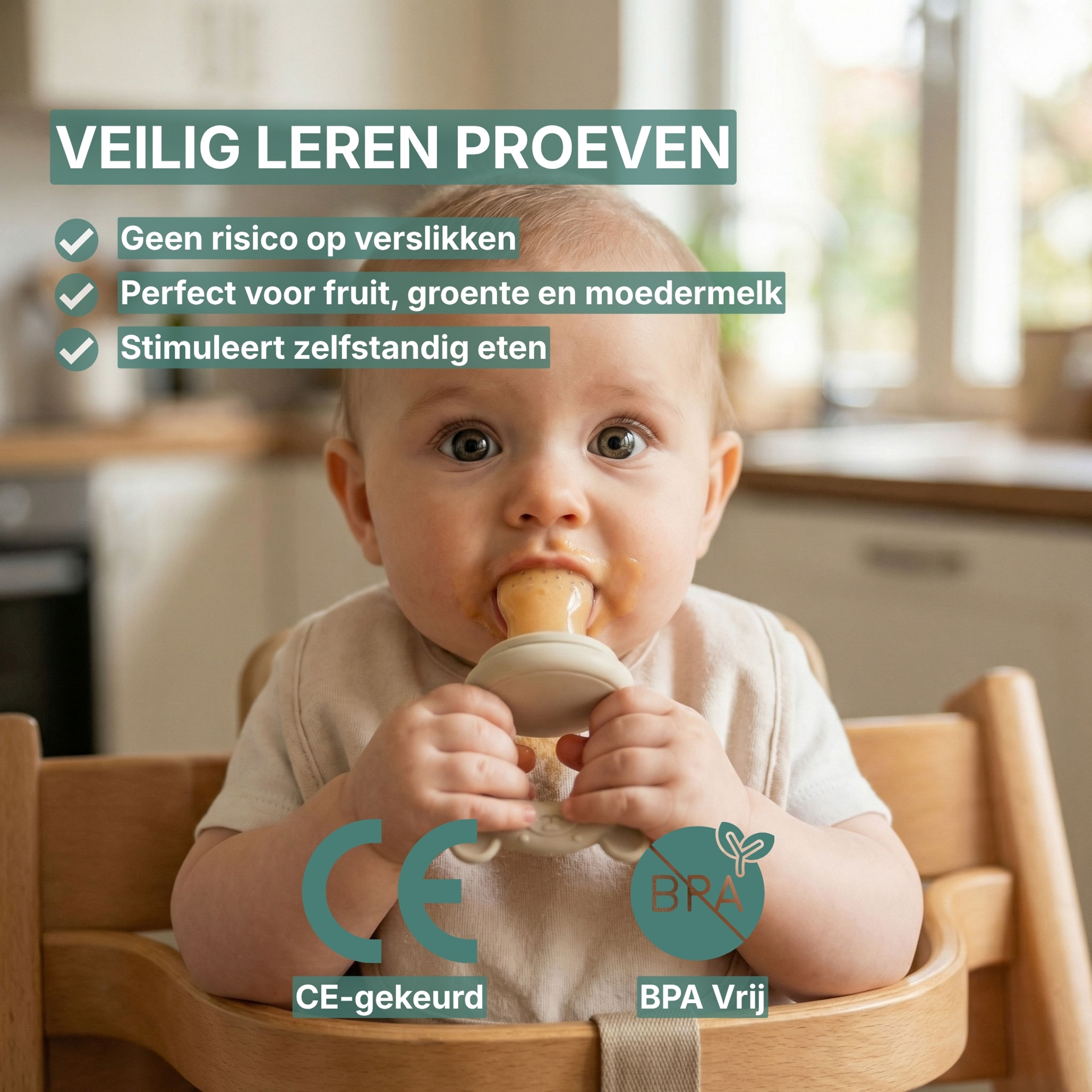 Baby Fruitspeen + 3 spenen + IJsblokjesvorm Beige