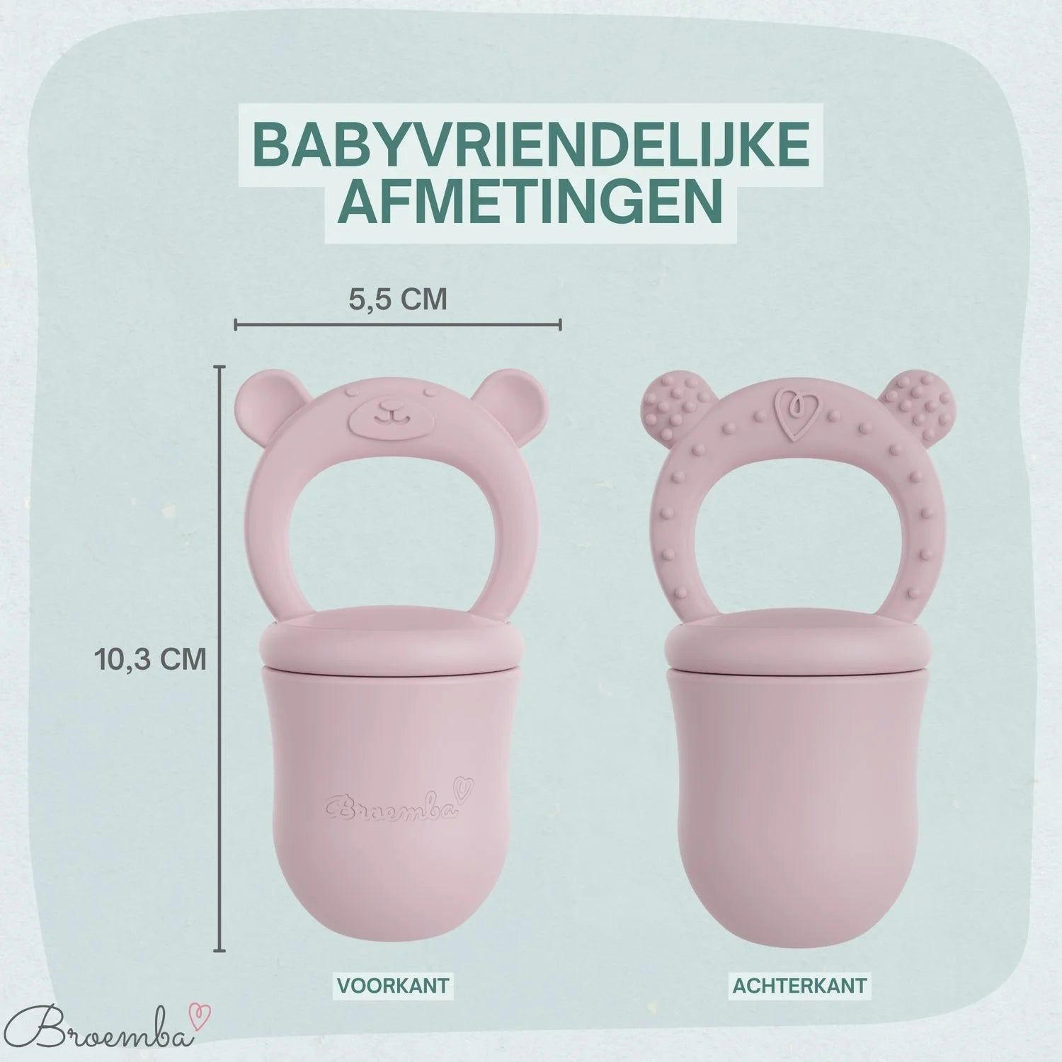 Broemba baby fruitspeen met 3 spenen in roze