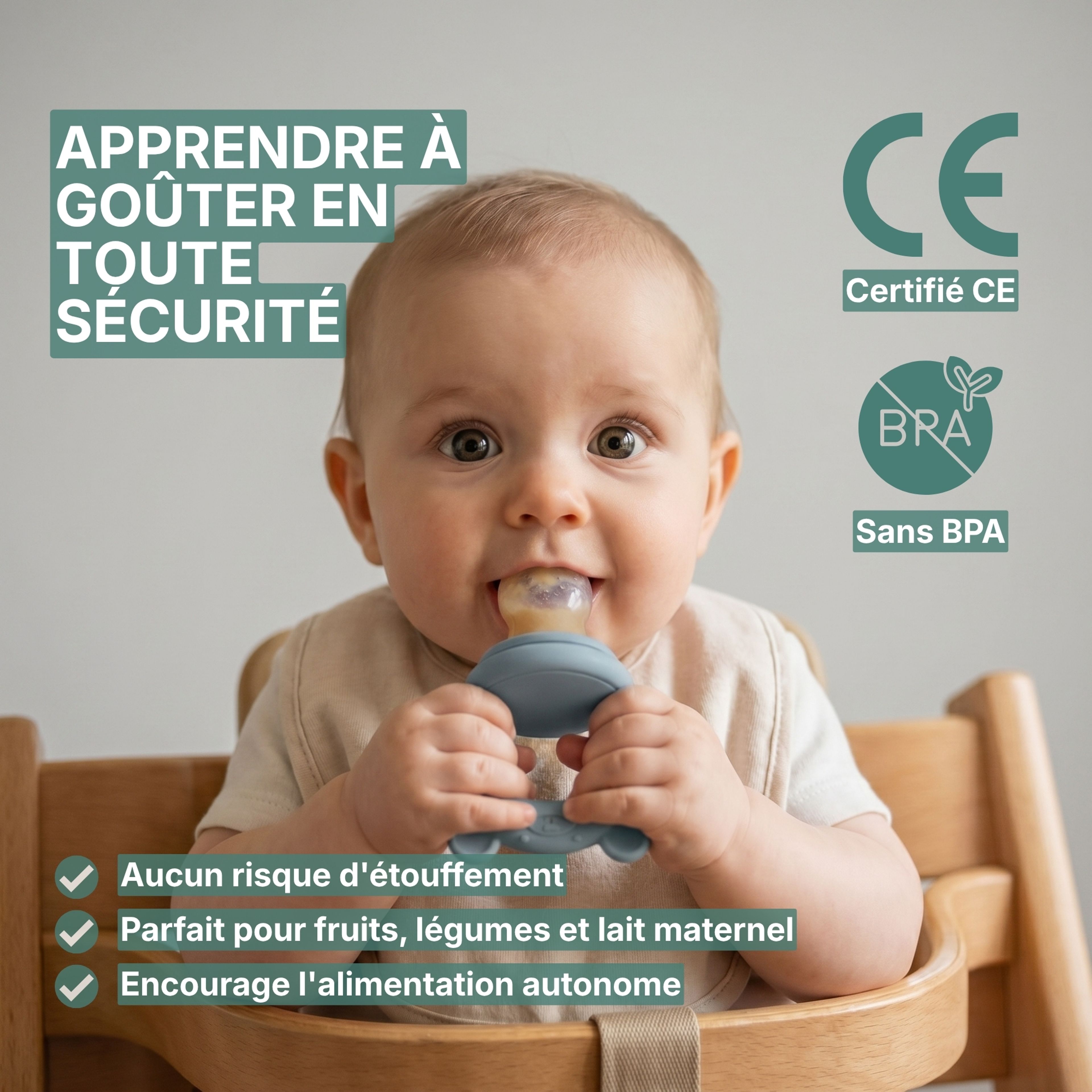 Tétine à fruits bébé + 3 tétines + Bac à glaçons bleu