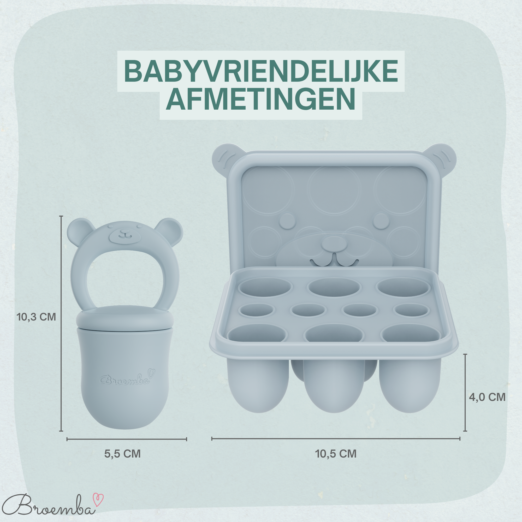 Baby Fruitspeen + 3 spenen + IJsblokjesvorm Blauw - afbeelding 8