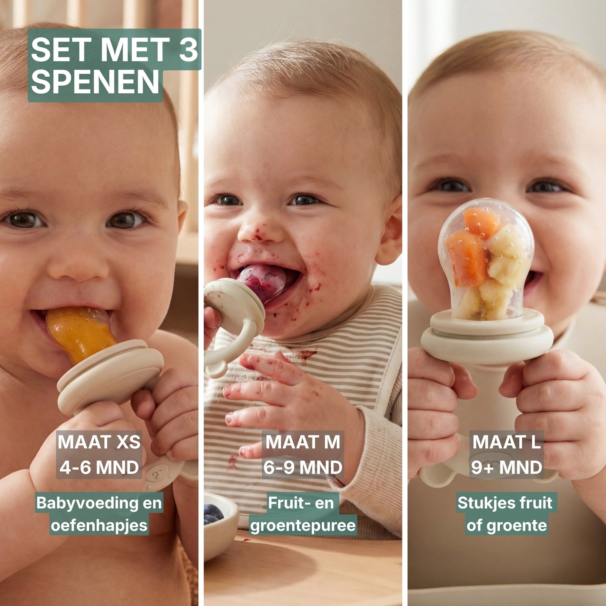 Baby Fruitspeen + 3 spenen Beige - afbeelding 5