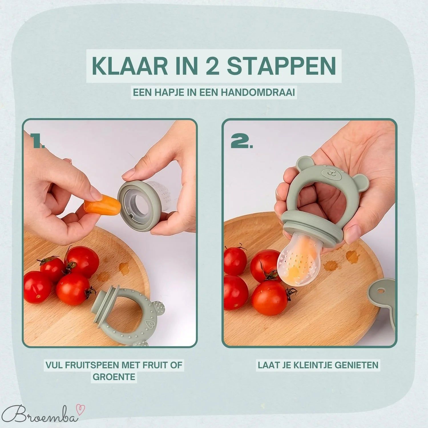 Broemba baby fruitspeen met 3 spenen in groen
