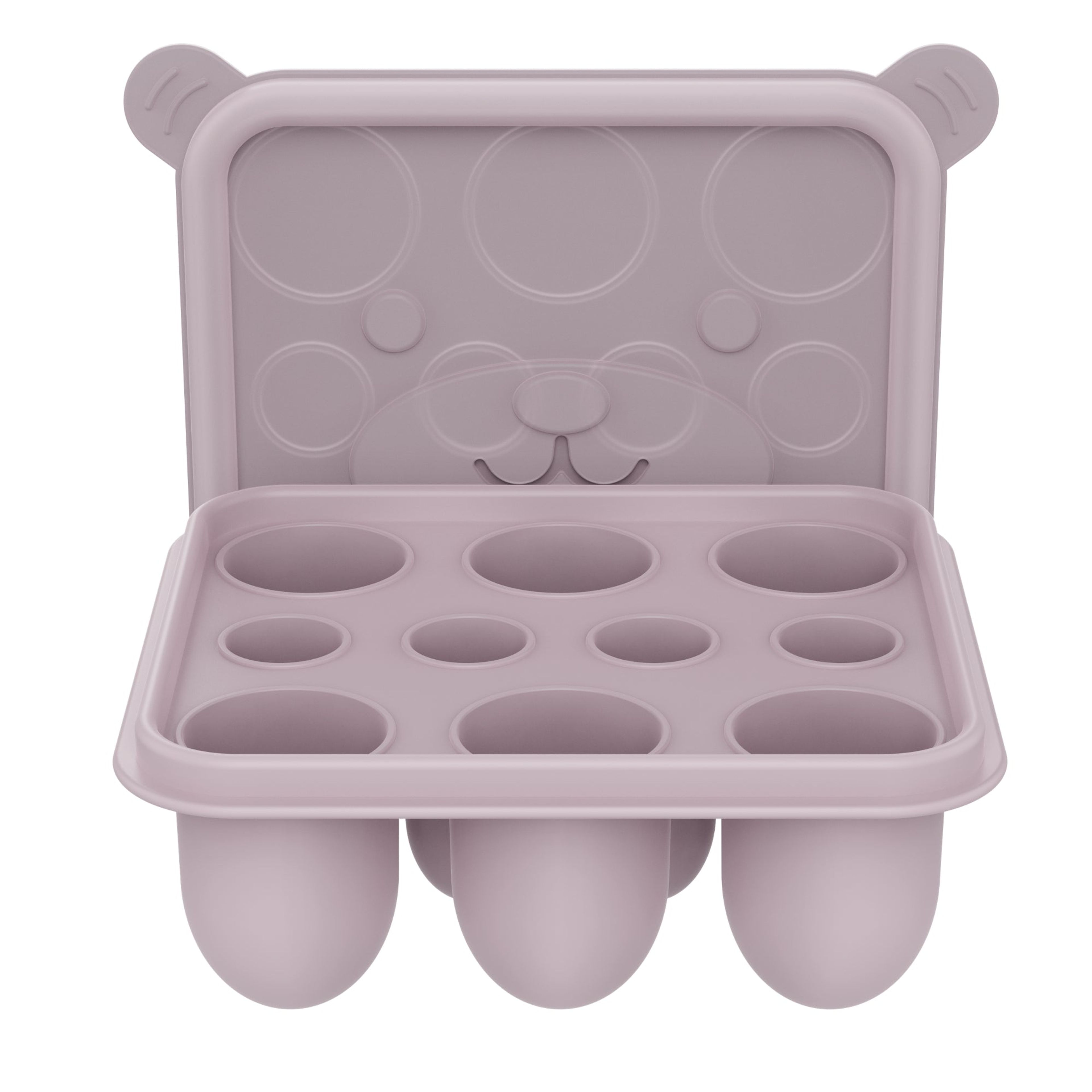 Moule à glace rose, spécialement conçu pour les grignoteuses à fruits de bébé, pour faire de petites purées de fruits ou des sucettes glacées.
