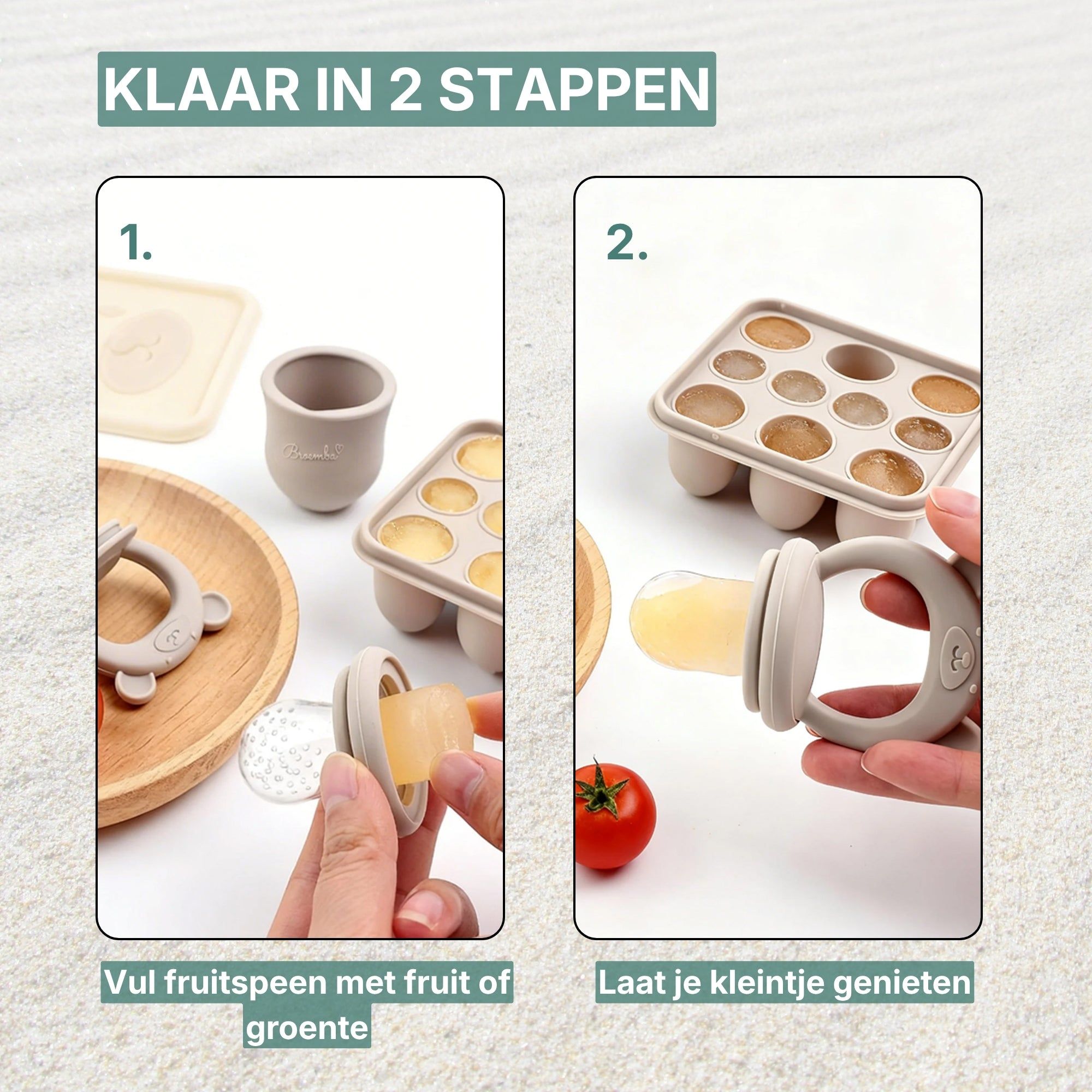 Baby Fruitspeen + 3 spenen Beige - afbeelding 4