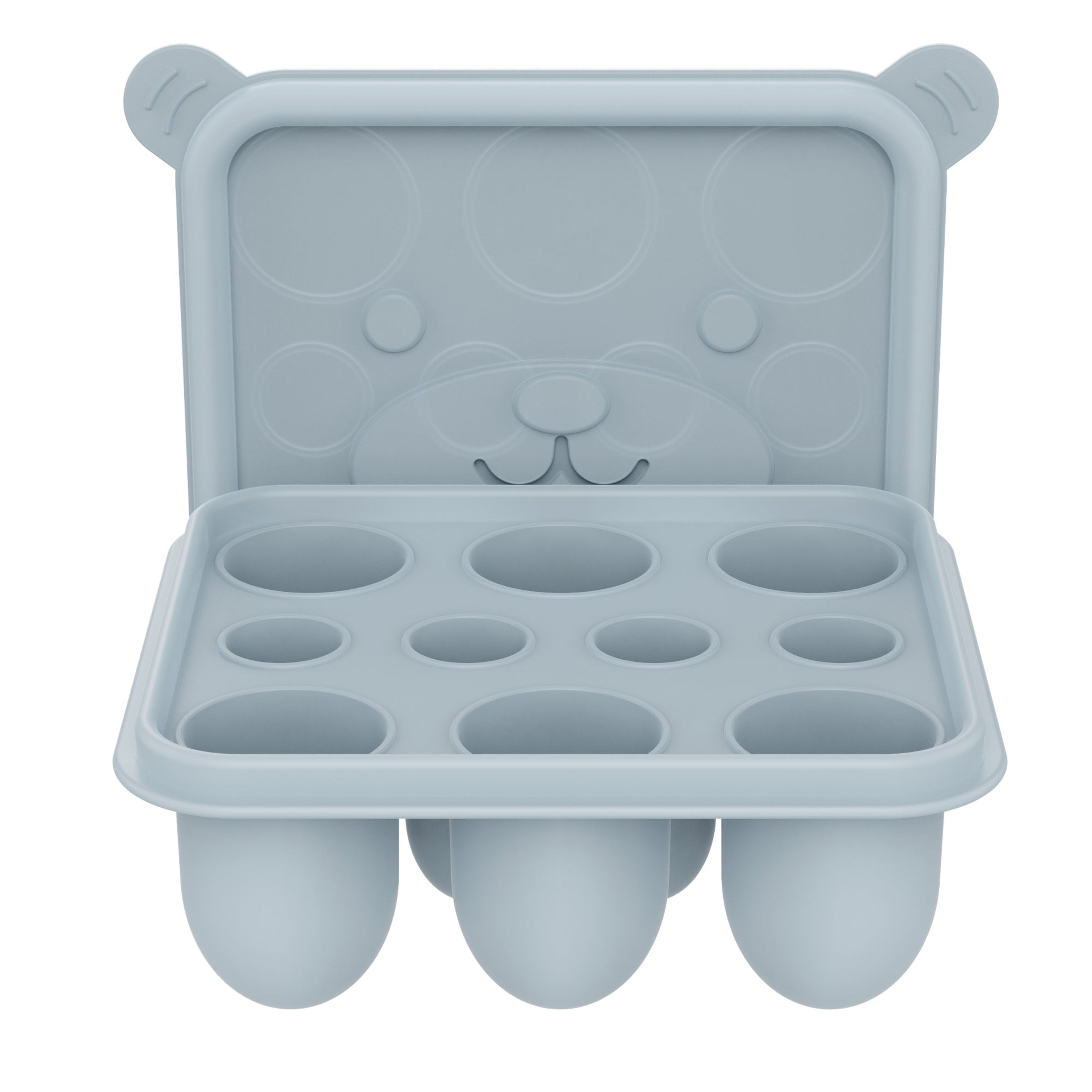 Blaue Eiswürfelform für Fruchtsauger zum Selbermachen von Eiswürfeln. Ideal zur Kühlung von Babykost.
