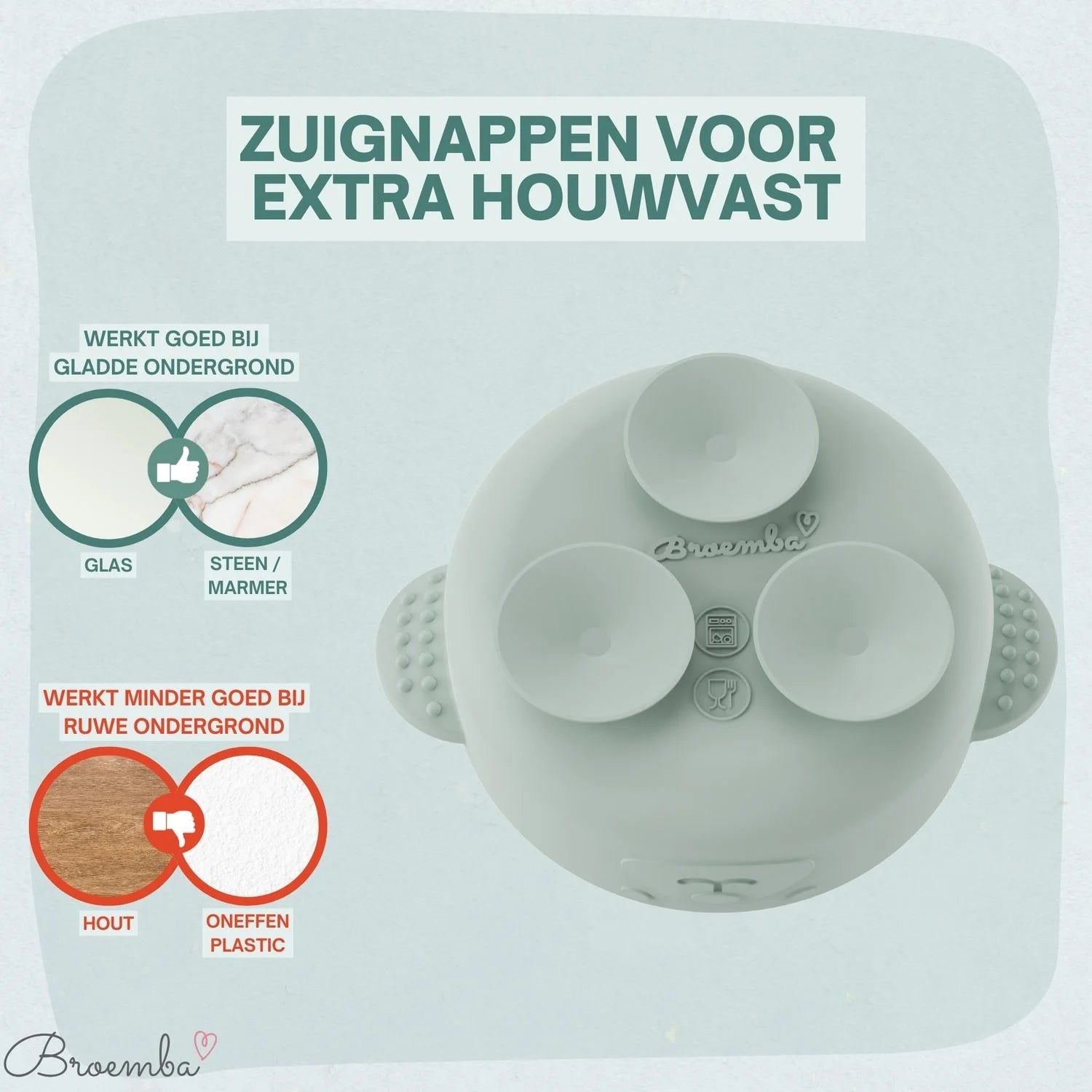 Broemba RVS baby kom met zuignap en bestek groen