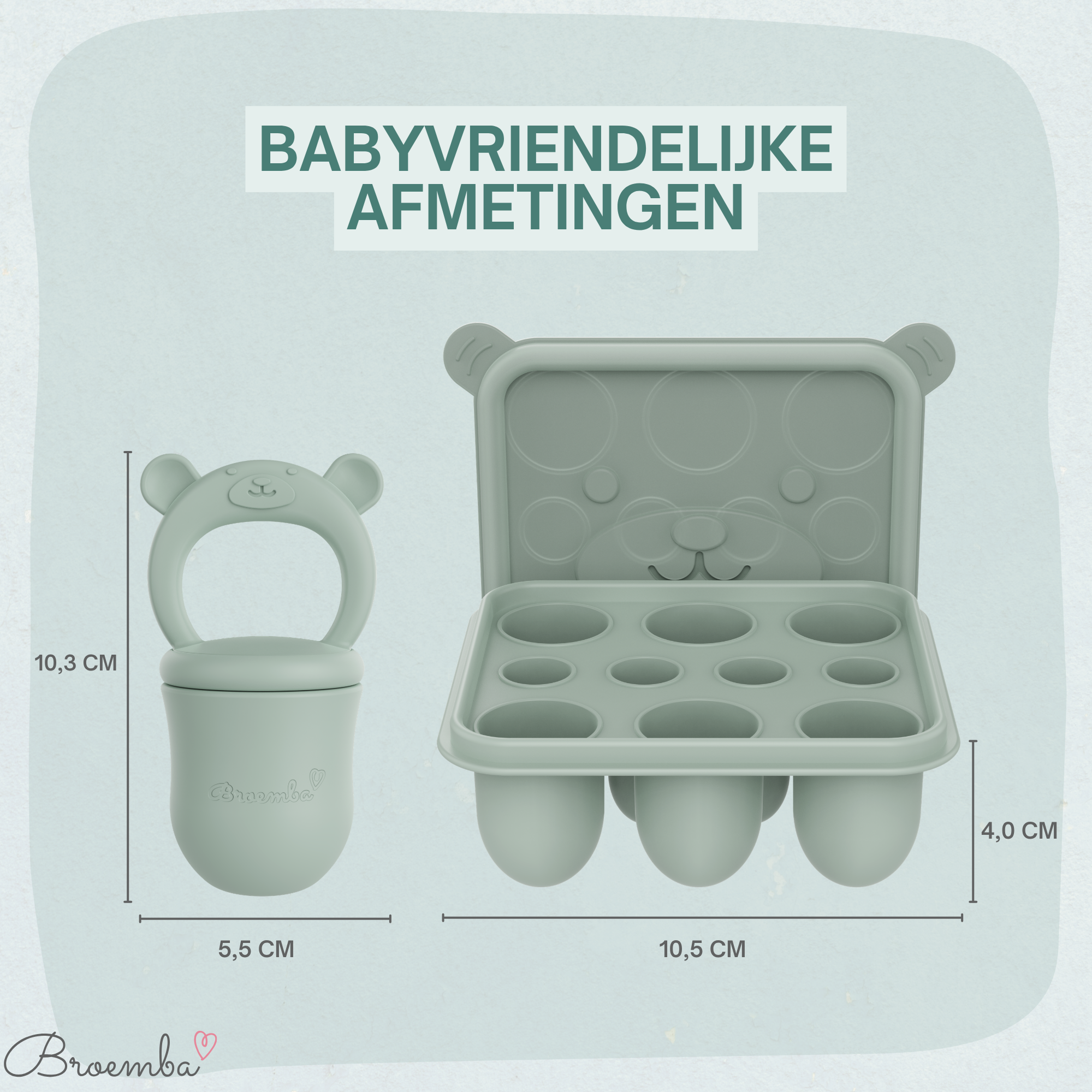 Baby Fruitspeen + 3 spenen + IJsblokjesvorm Groen - afbeelding 8