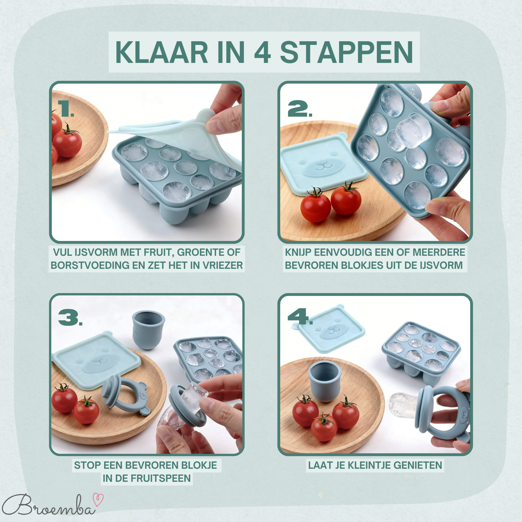 Baby Fruitspeen + 3 spenen + IJsblokjesvorm Blauw - afbeelding 5