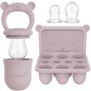 Tétine à fruits bébé + 3 tétines + bac à glaçons rose
