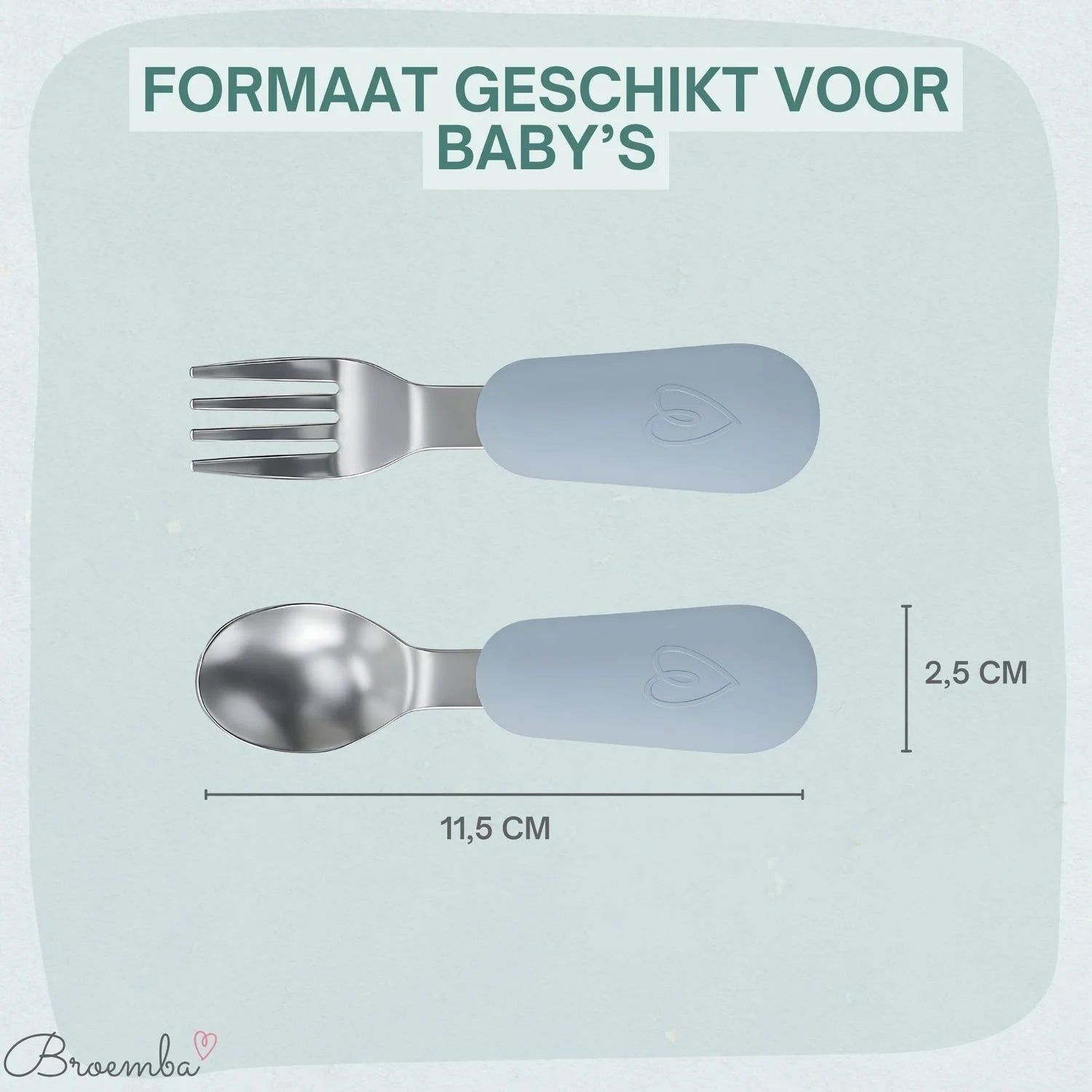 Broemba rvs baby lepel en vork set groen / blauw