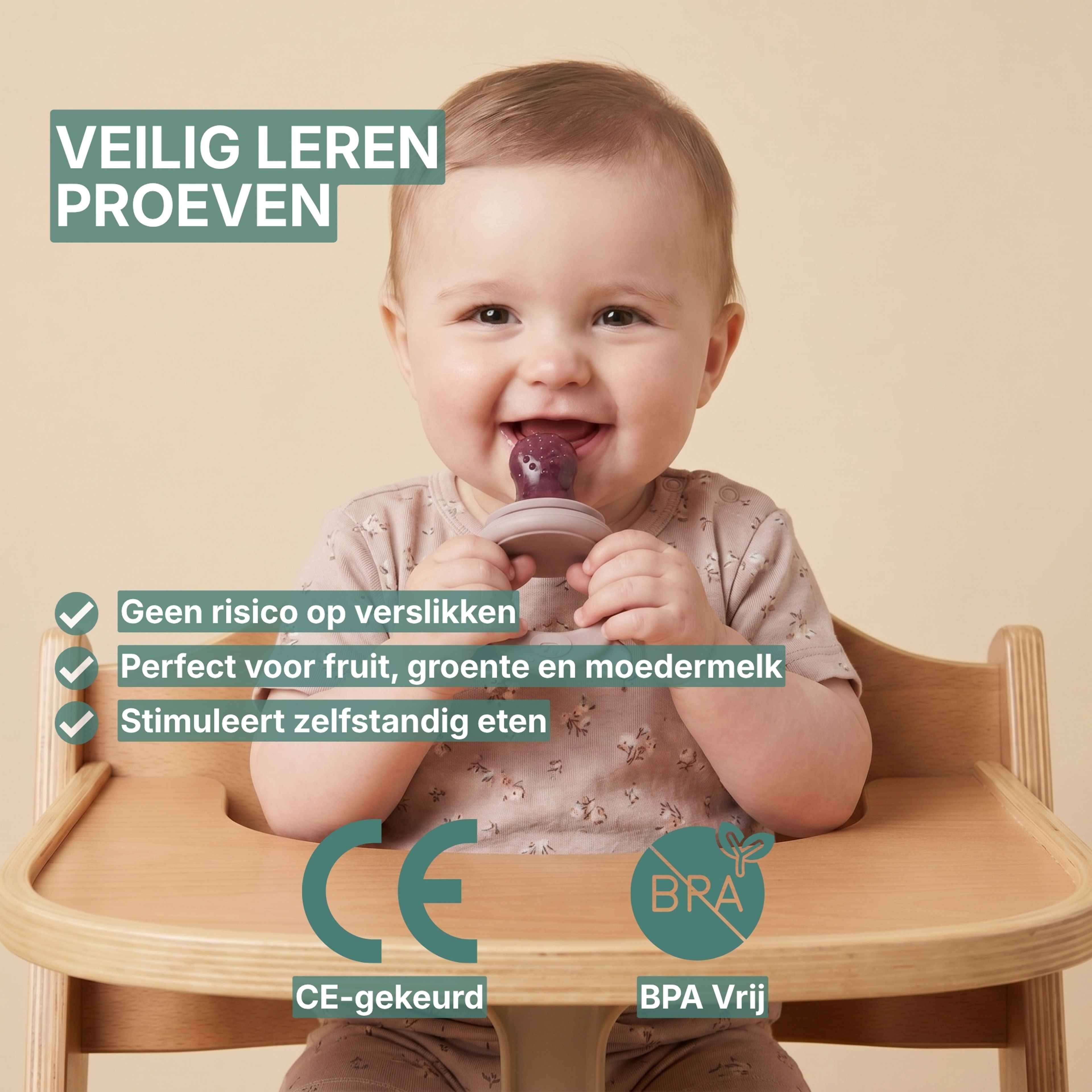Baby Fruitspeen + 3 spenen + IJsblokjesvorm Roze