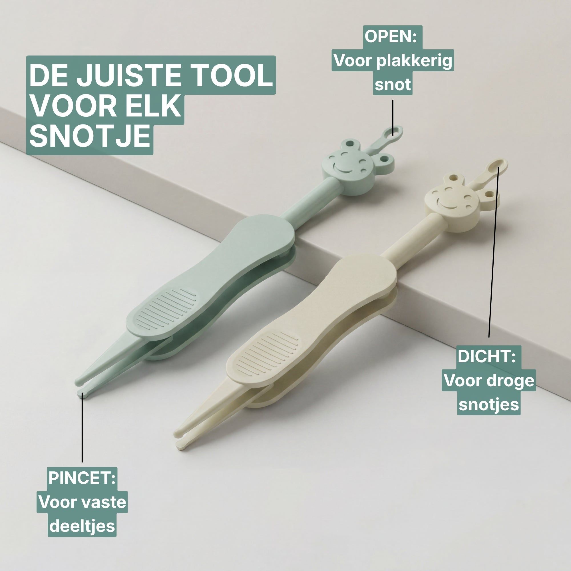 Baby Neusreiniger + Oorreiniger Groen / Beige - afbeelding 4