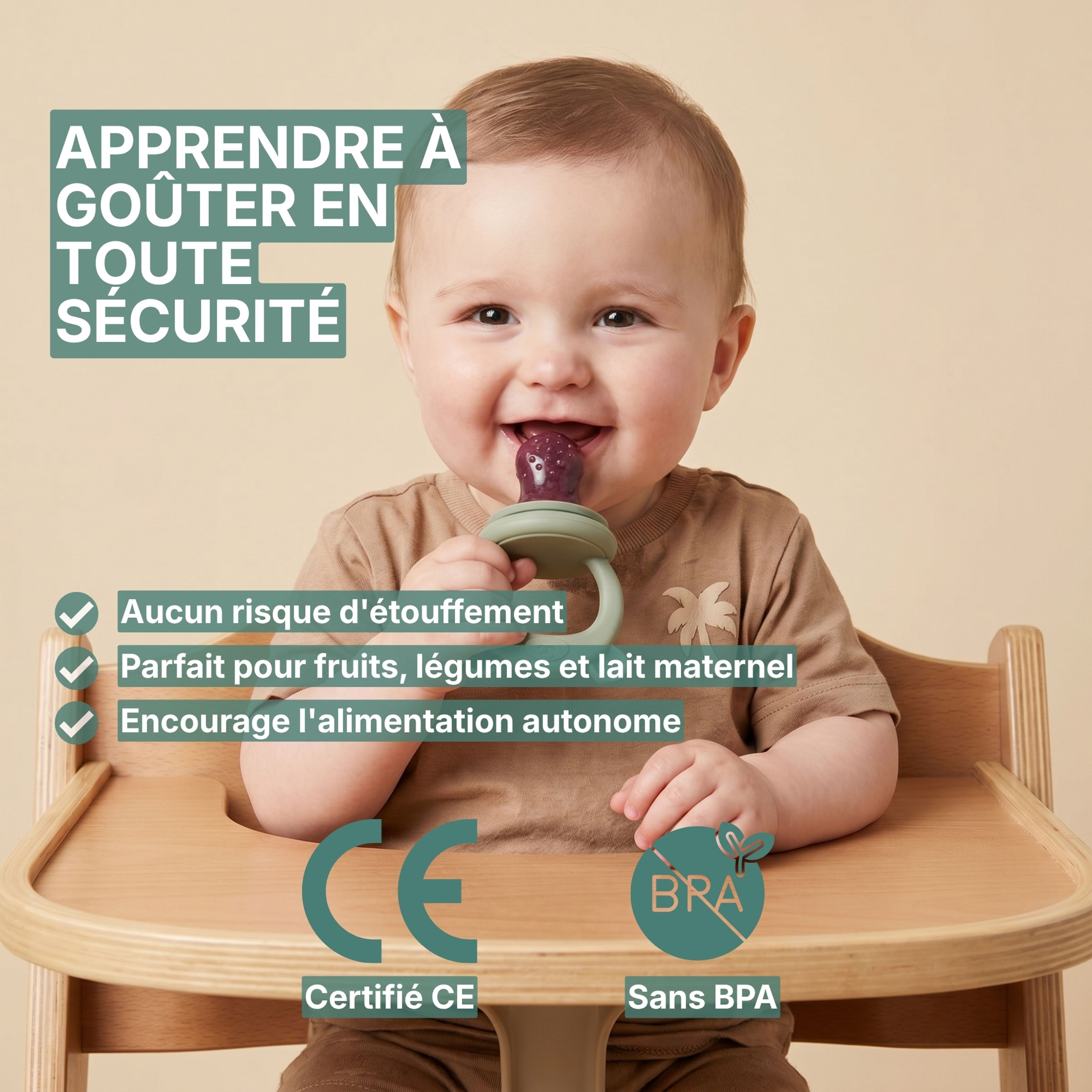 Tétine à fruits bébé + 3 tétines + Bac à glaçons Vert