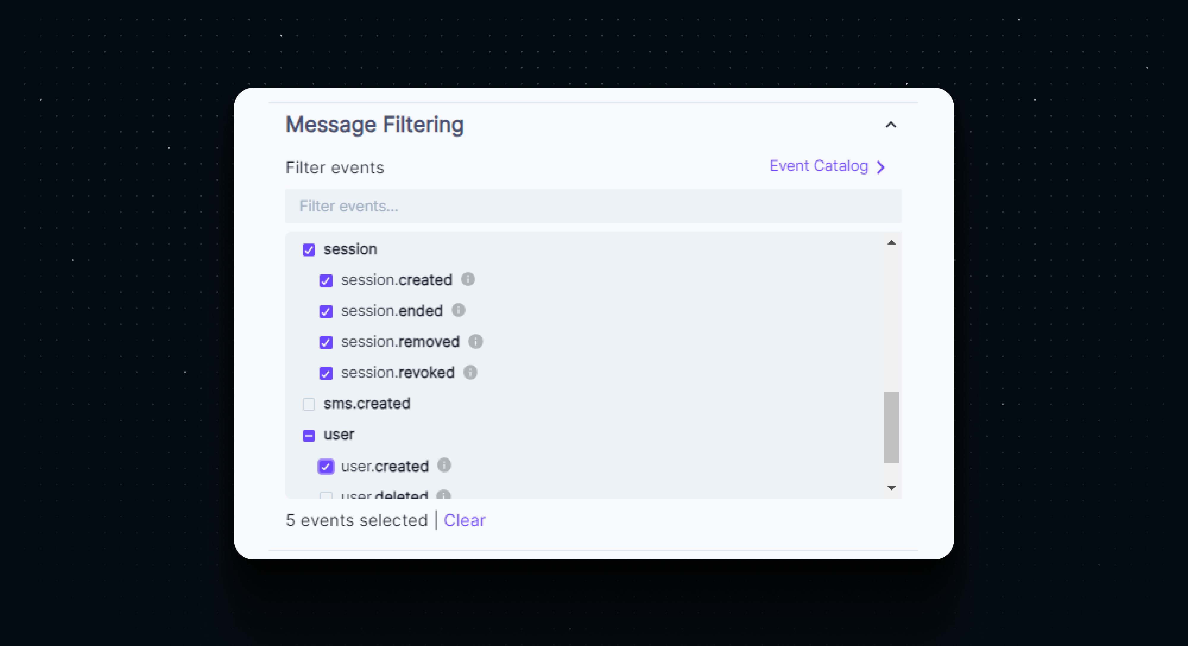 Filtering webhook events