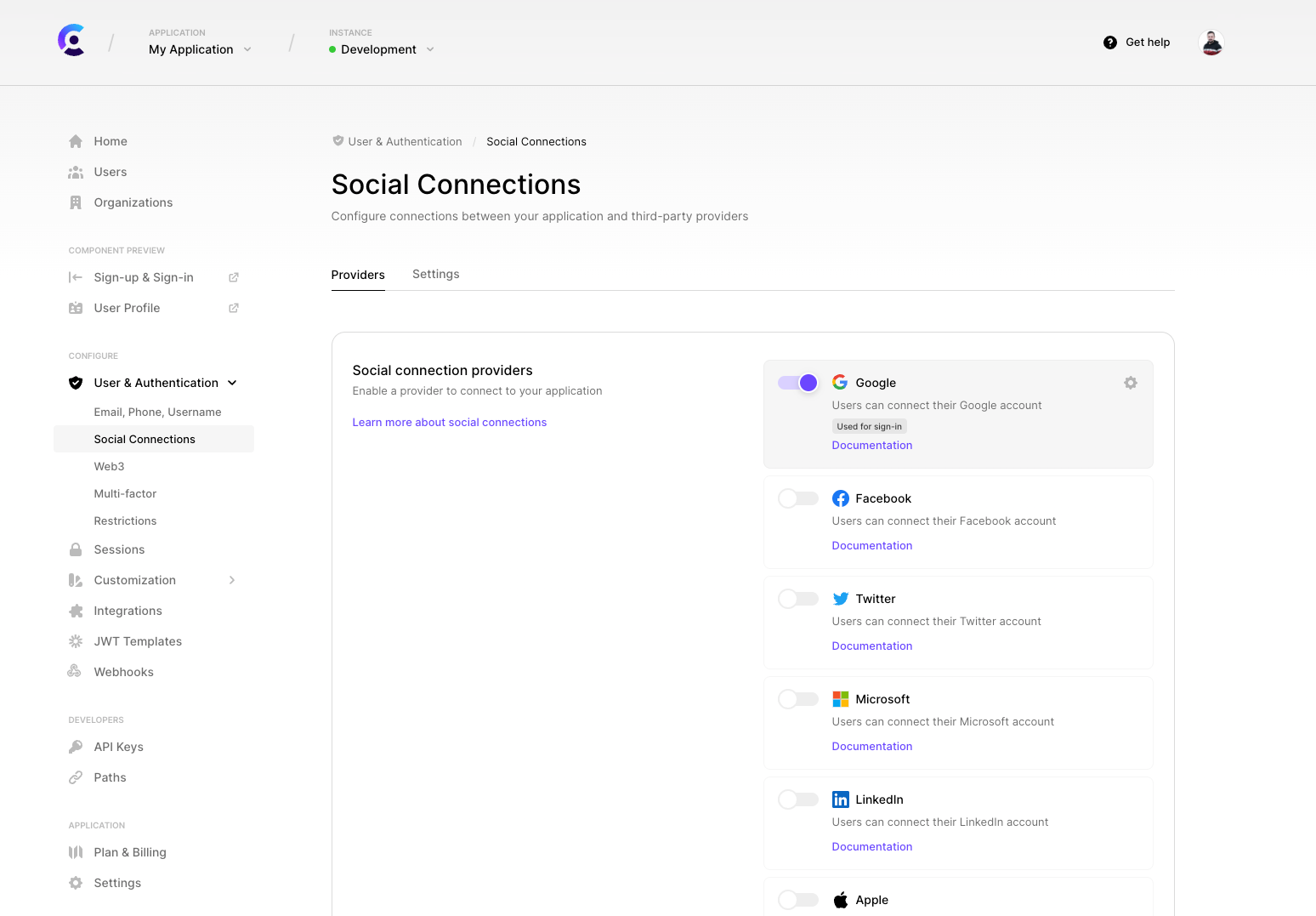 Configure Social Connection