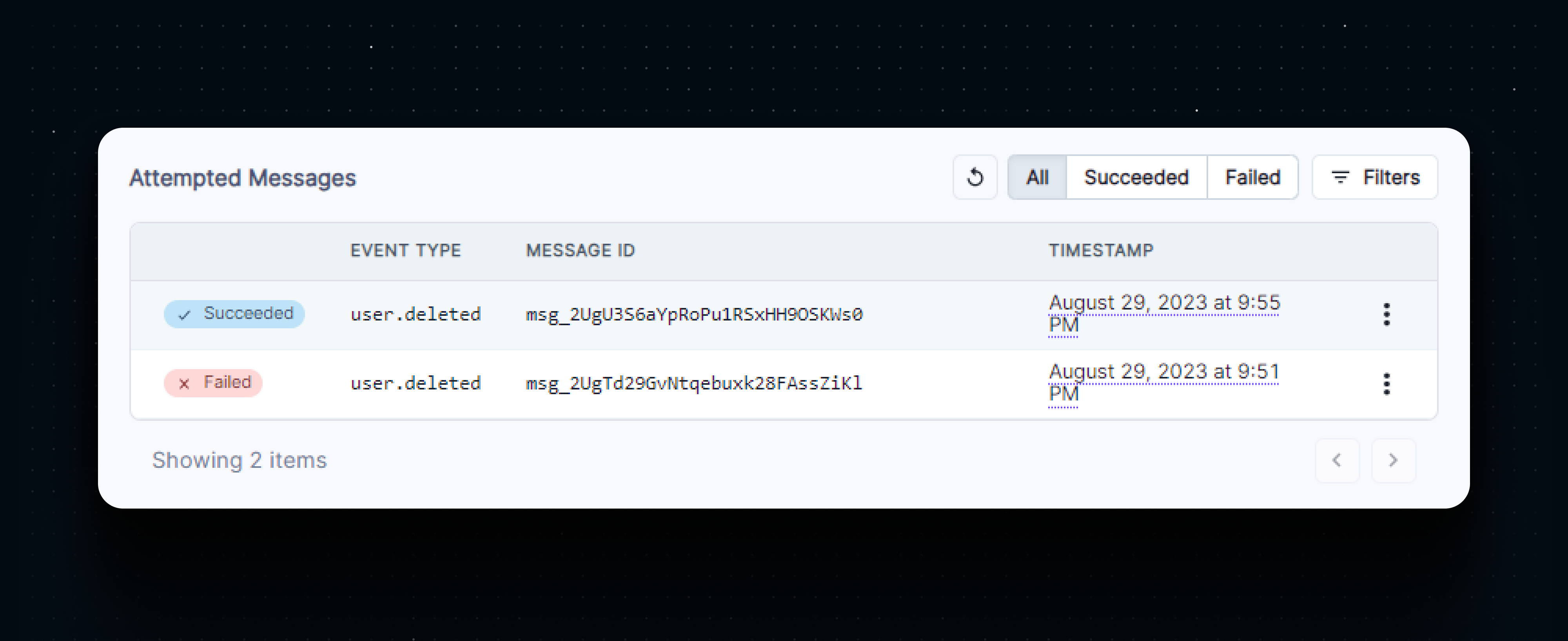 Webhook delivery shown as successful
