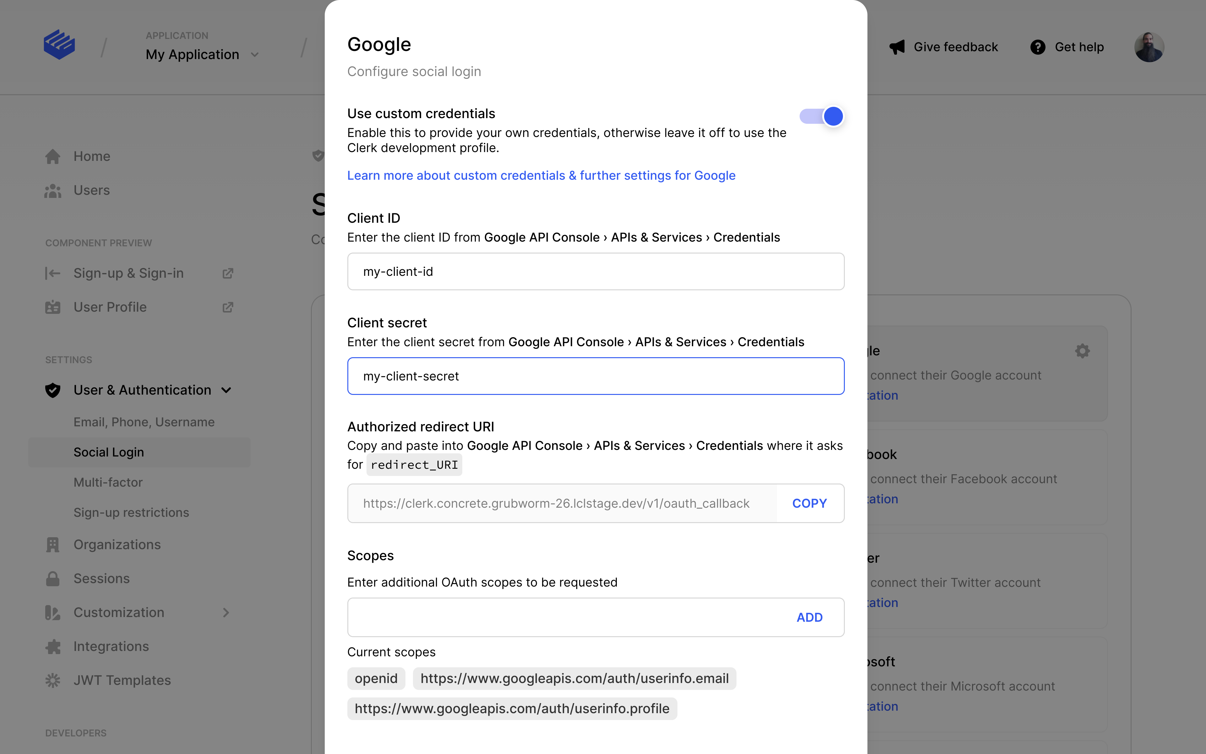 Configuring Google SSO with a custom profile