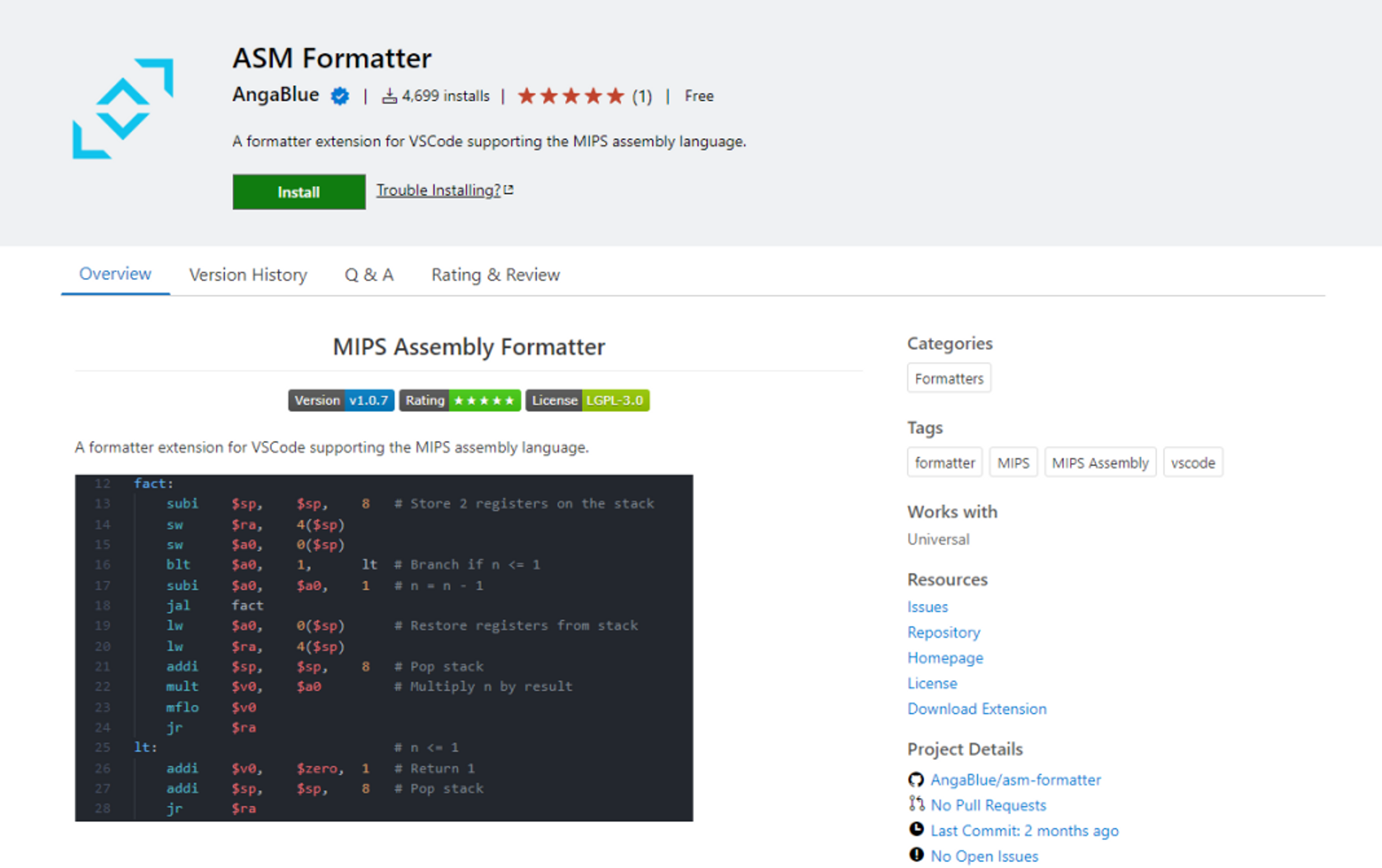 Assembly Formatter | AngaBlue