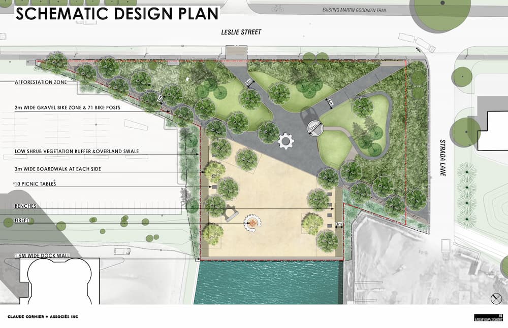 An overhead diagram of Leslie Lookout Park.