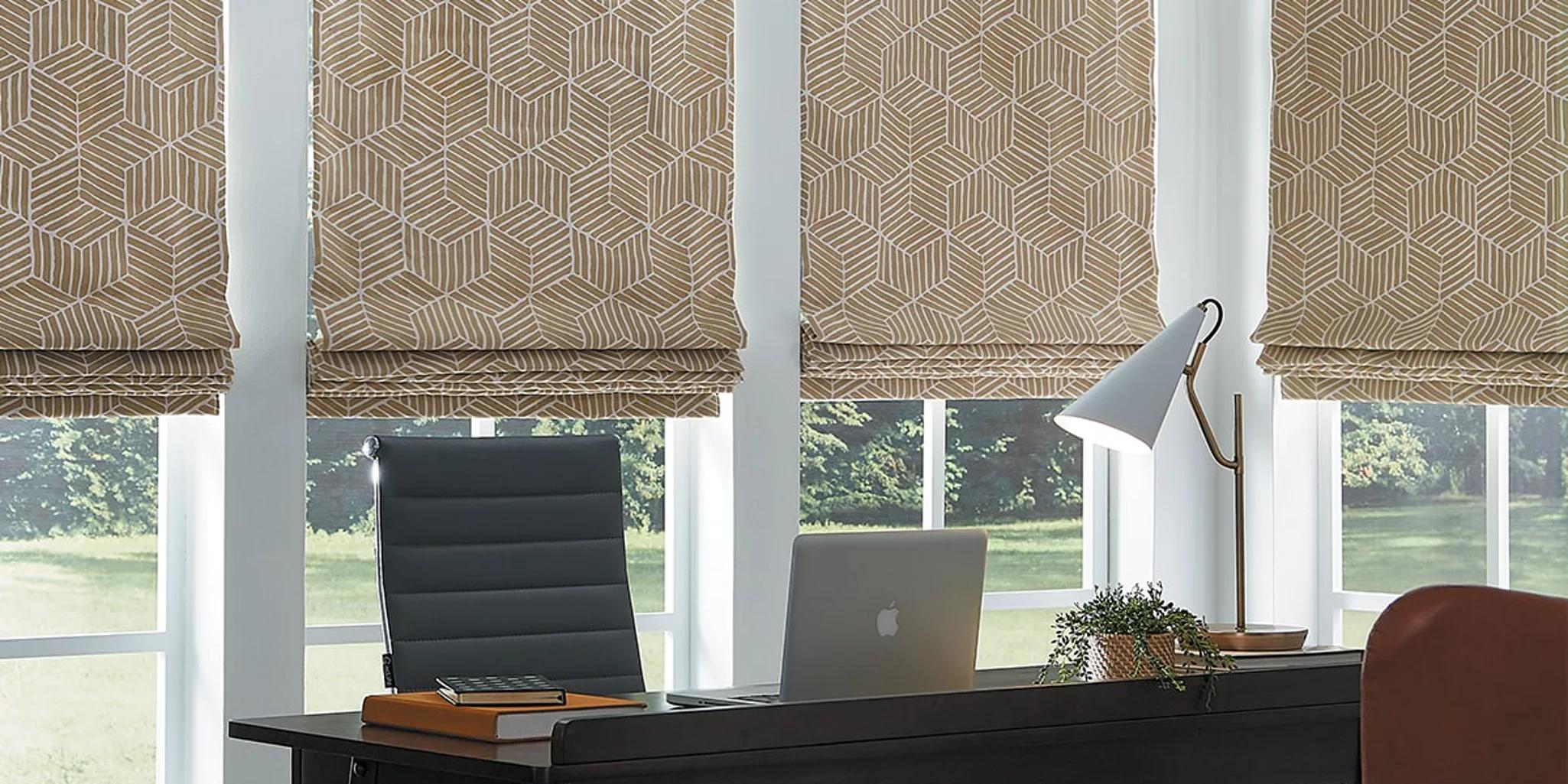 Flat Roman Shades in Revolving Door Flan