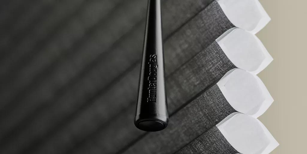 Hunter Douglas Duette Fabric and Black control wand