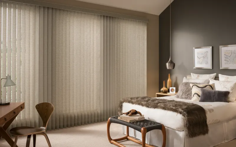 Vinyl vertical blinds in a multifamily unit