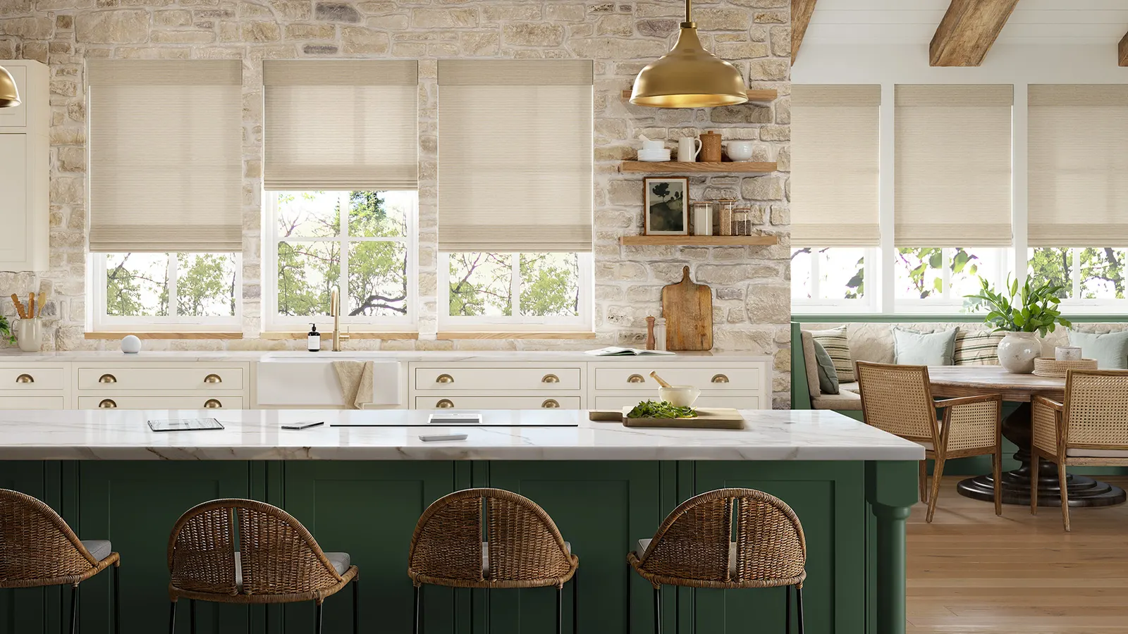 Natural woven wood shades