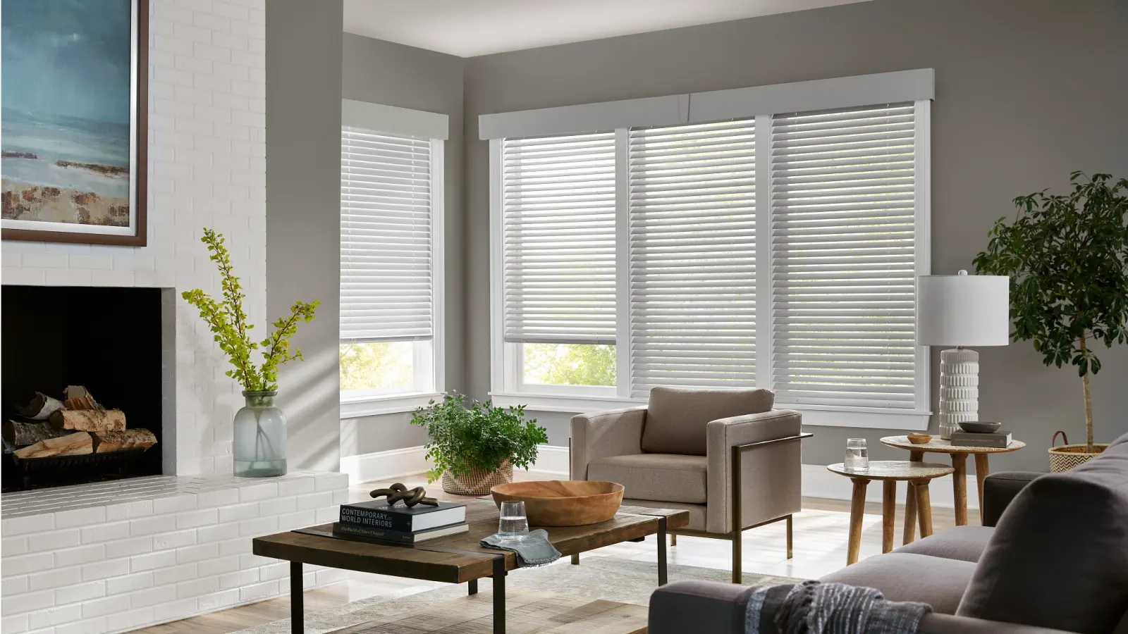 Real wood blinds in a bright Pasadena living room